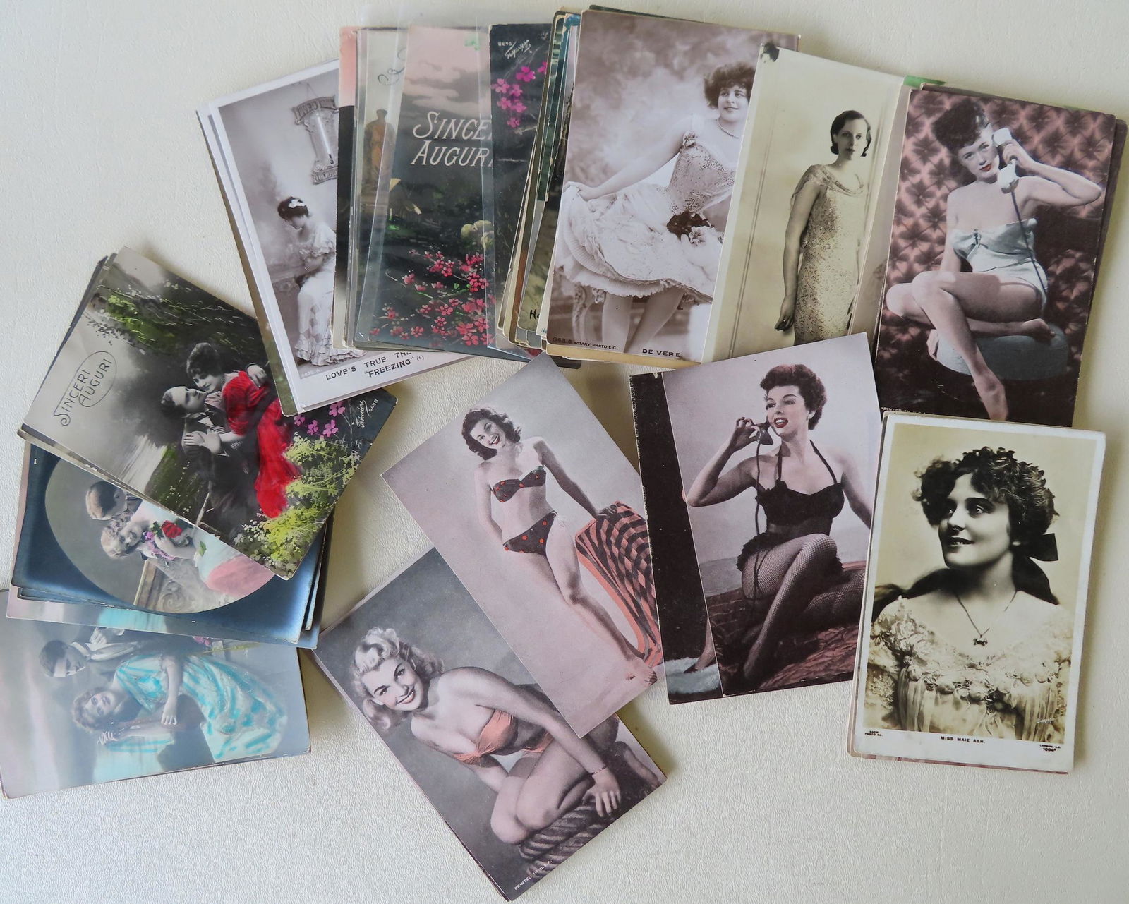 Grouping of 75 photo postcards and printed postcards (1 of 9)