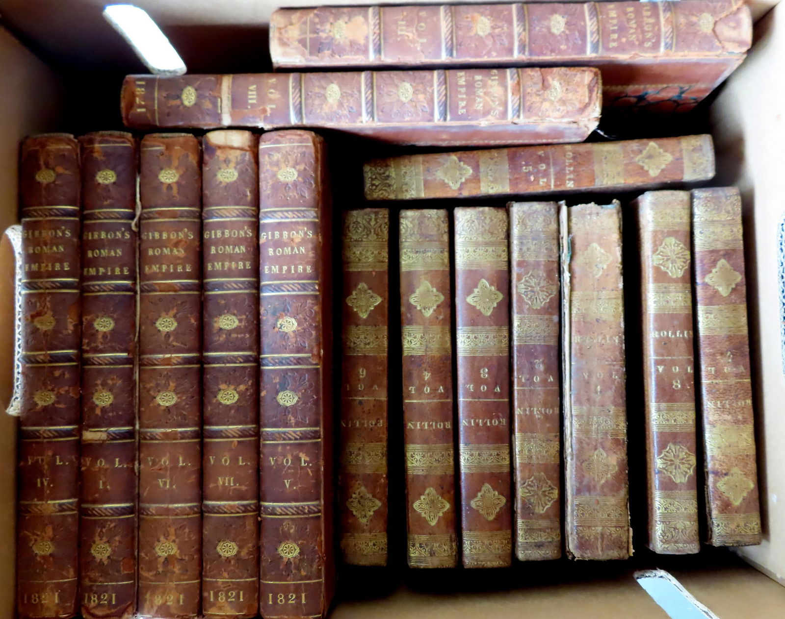 A grouping of mostly leather bound books circa 1830's (1 of 16)