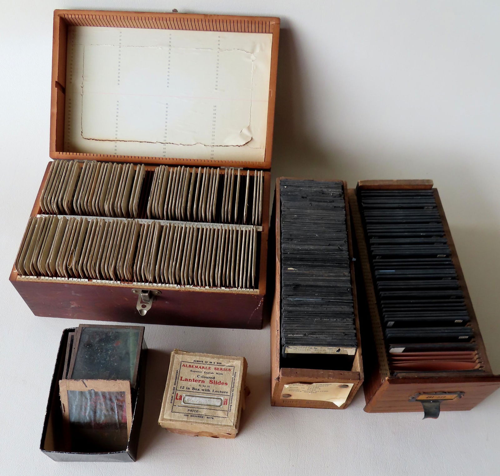 Large grouping of positive glass photographic slides, (1 of 20)