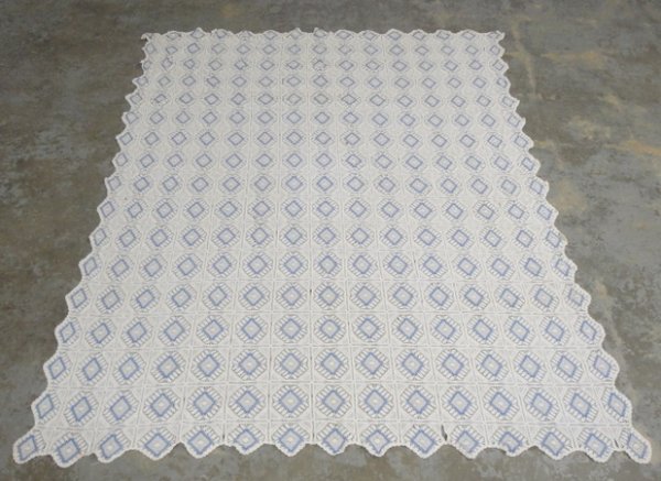 Grouping of 6 old bed/table covers.: Grouping of 6 old bed/table covers.