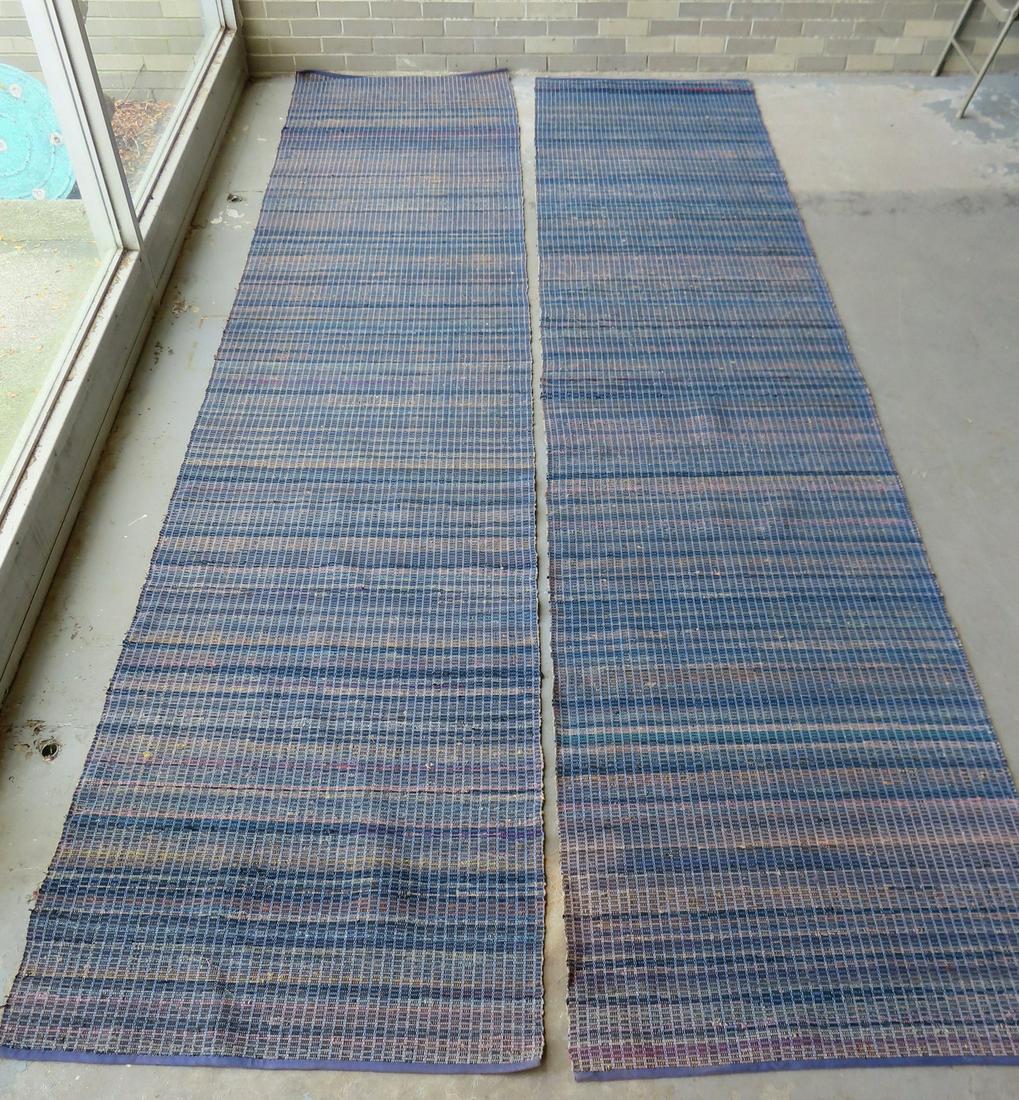 Two rag rug runners in very good condition, probably: Two rag rug runners in very good condition, probably mid to late 20th century. Each measures approximately 13' 7"L x 3'W.