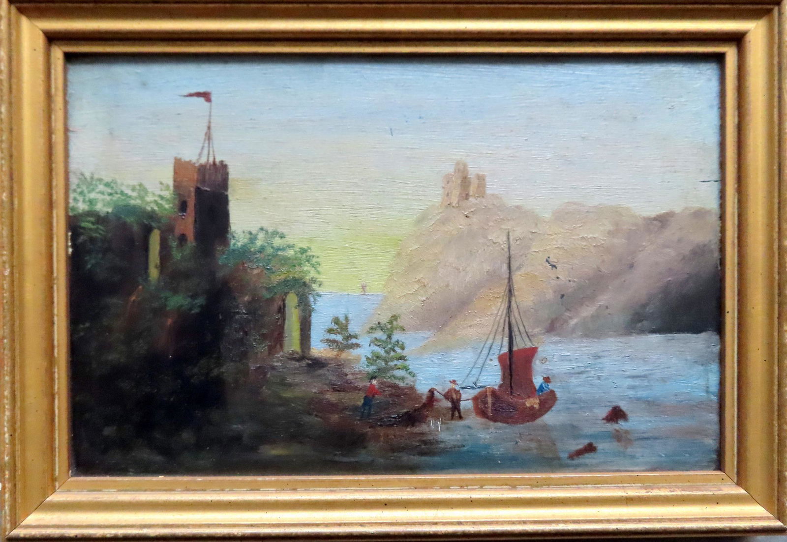 Small O/B Landscape depicting a castle near shoreline (1 of 3)