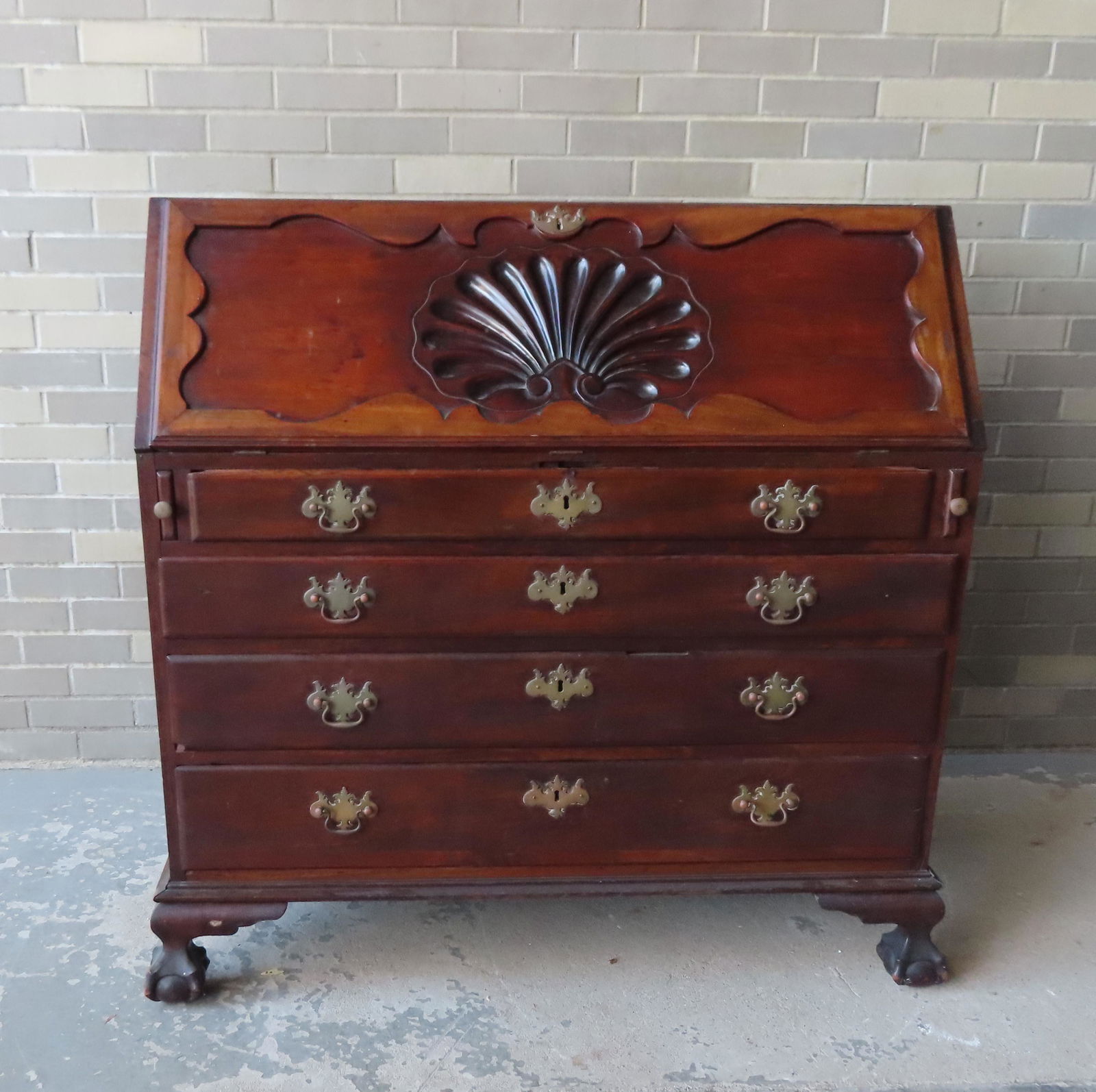 A Chippendale style mahogany slant front desk with (1 of 18)