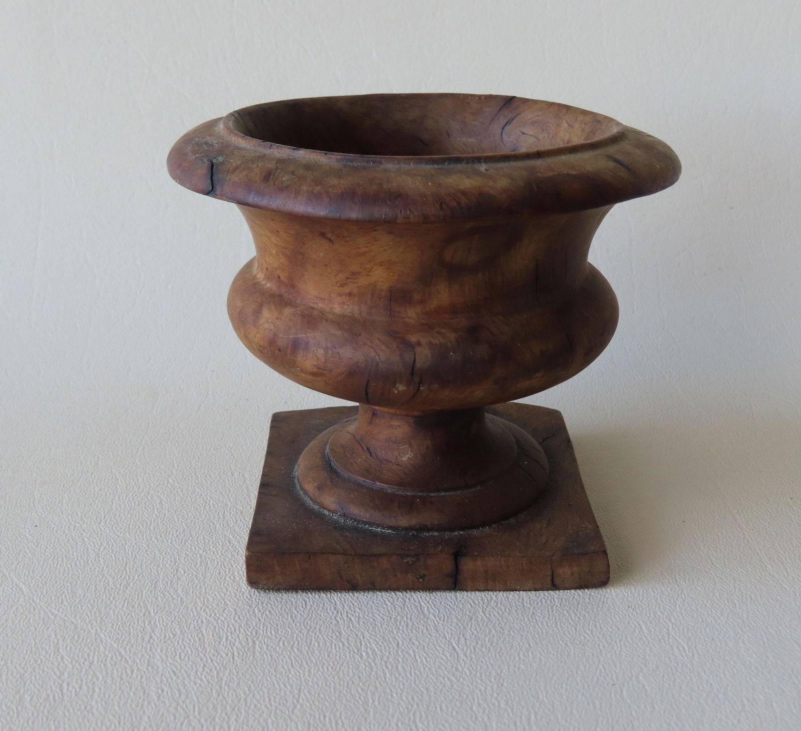 Small burl wood urn, probably a salt, early to mid 19th (1 of 4)