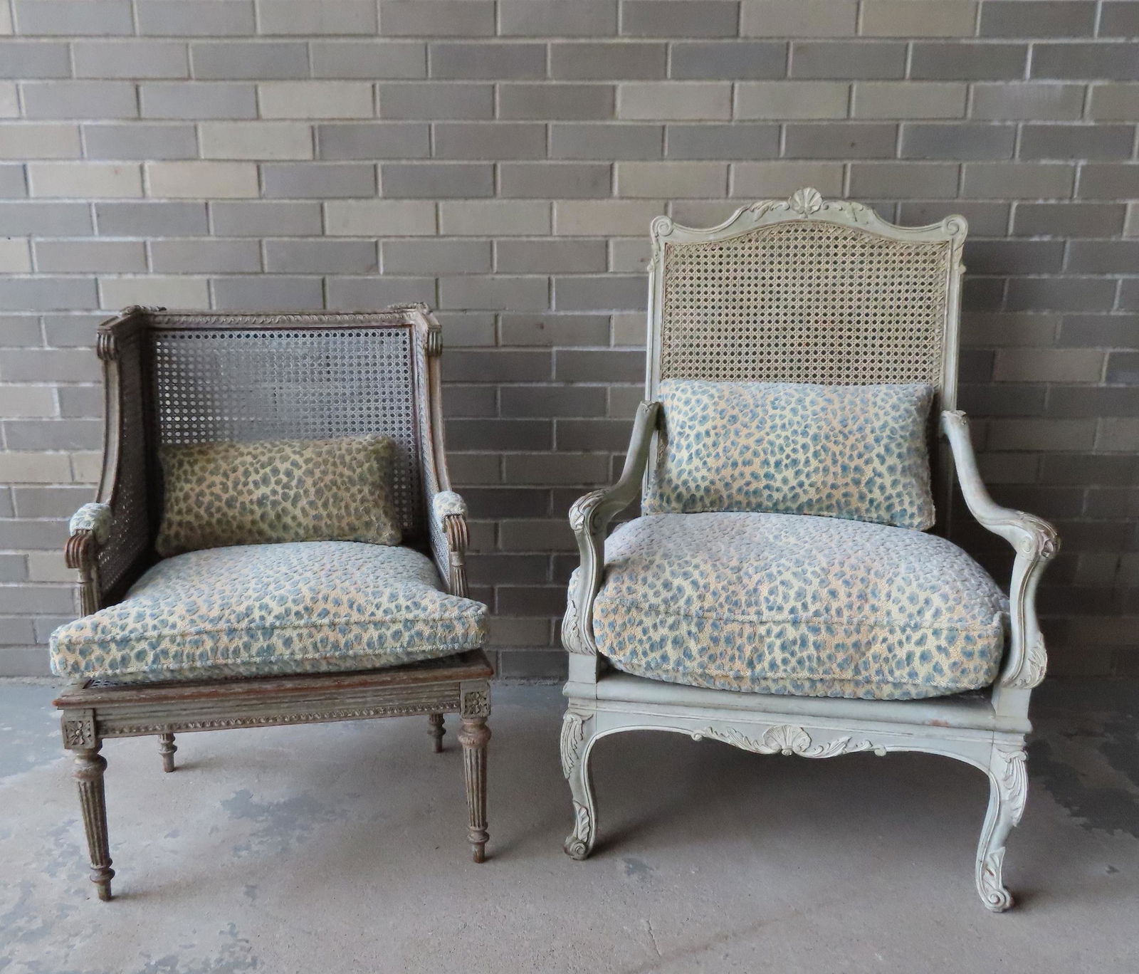 Two French parlor chairs with caned backs and sets with (1 of 13)