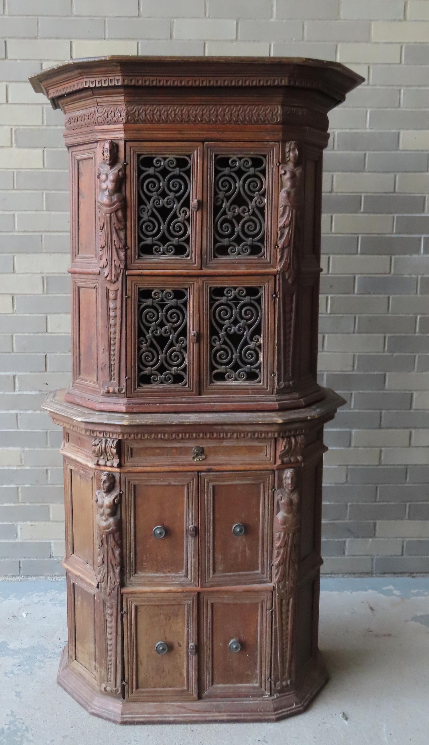 A 2-part continental cupboard n the 17th century style. (1 of 16)