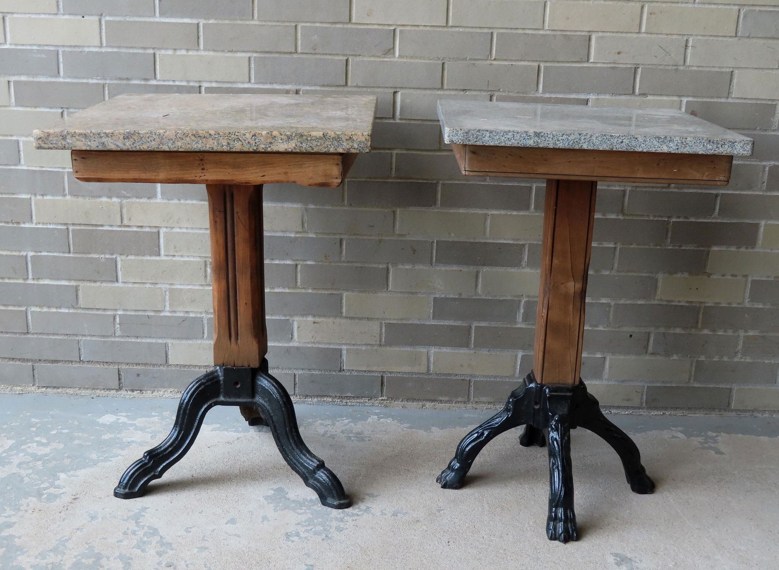 Two near matching marble top tables with fitted cast (1 of 7)