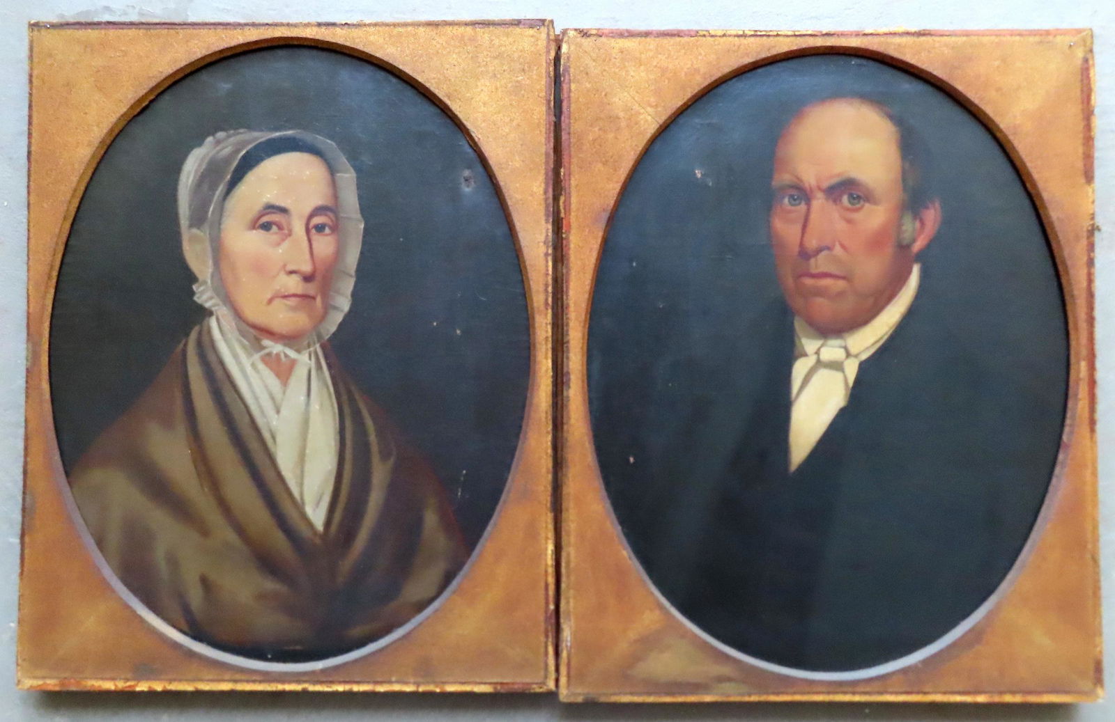Pair of unframed American portraits of man and woman (1 of 4)
