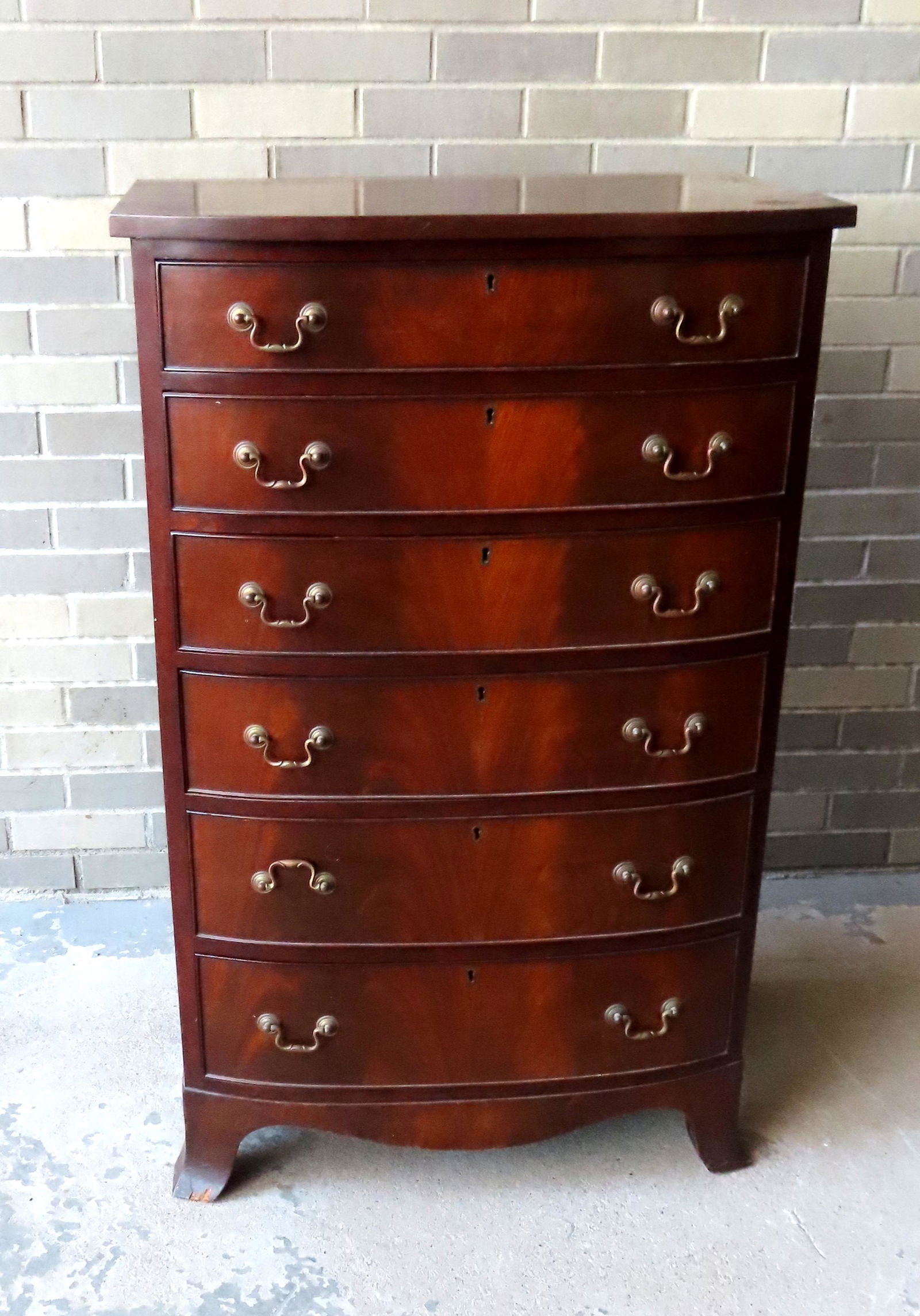A Hepplewhite style mahogany tall chest of drawers with (1 of 5)