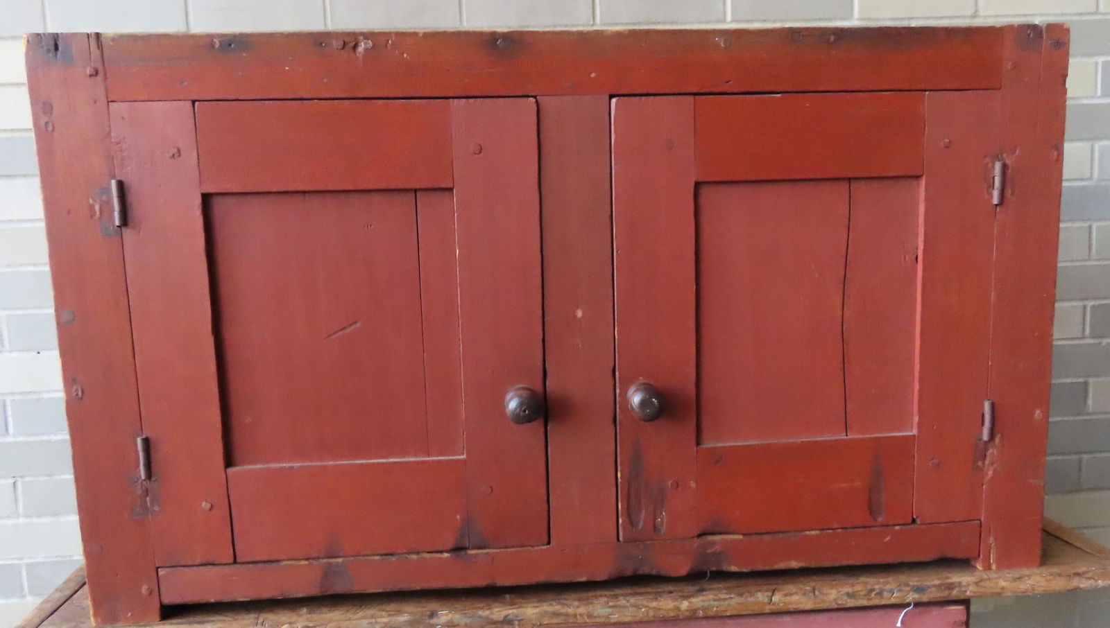 A 2 door wall cupboard with original carved wooden (1 of 9)