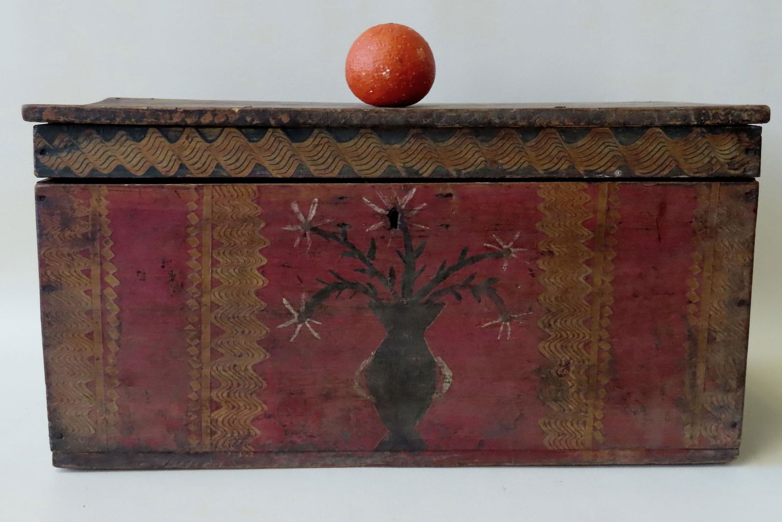 A paint decorated storage box decorated with flowers in (1 of 6)