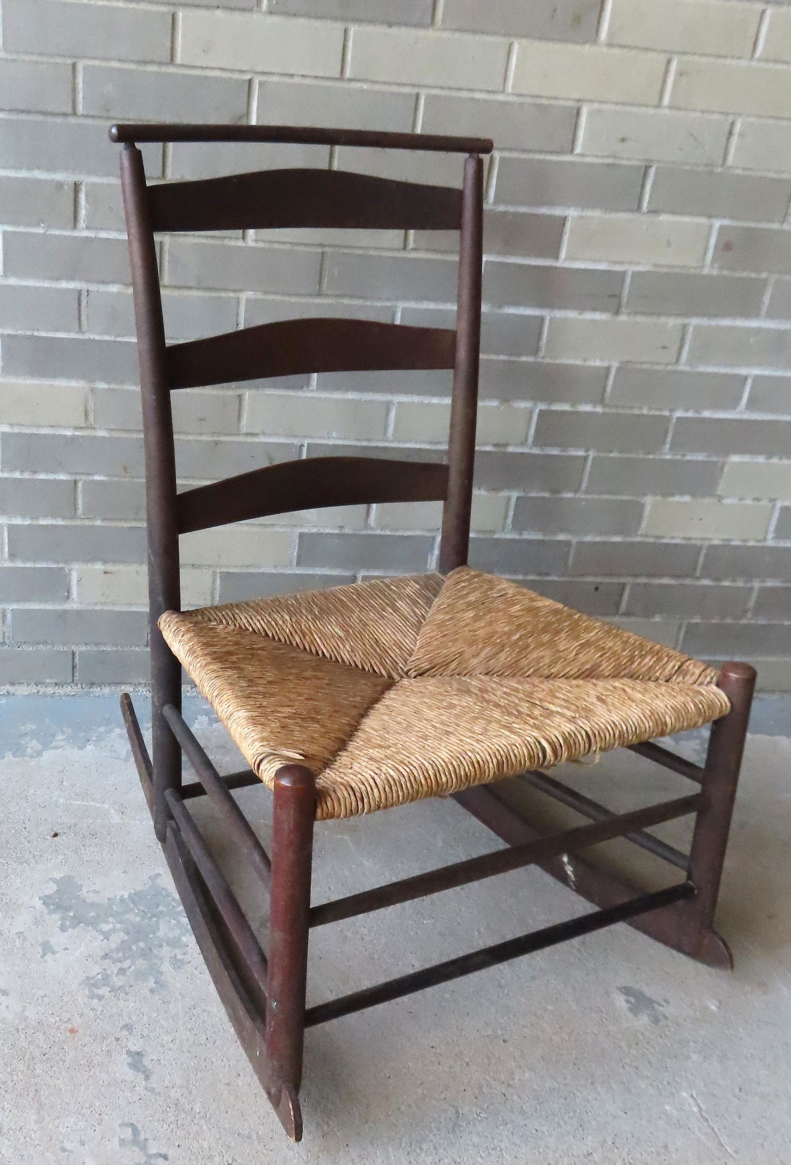 Shaker production rocker with shawl bar, 3 back slats, (1 of 5)