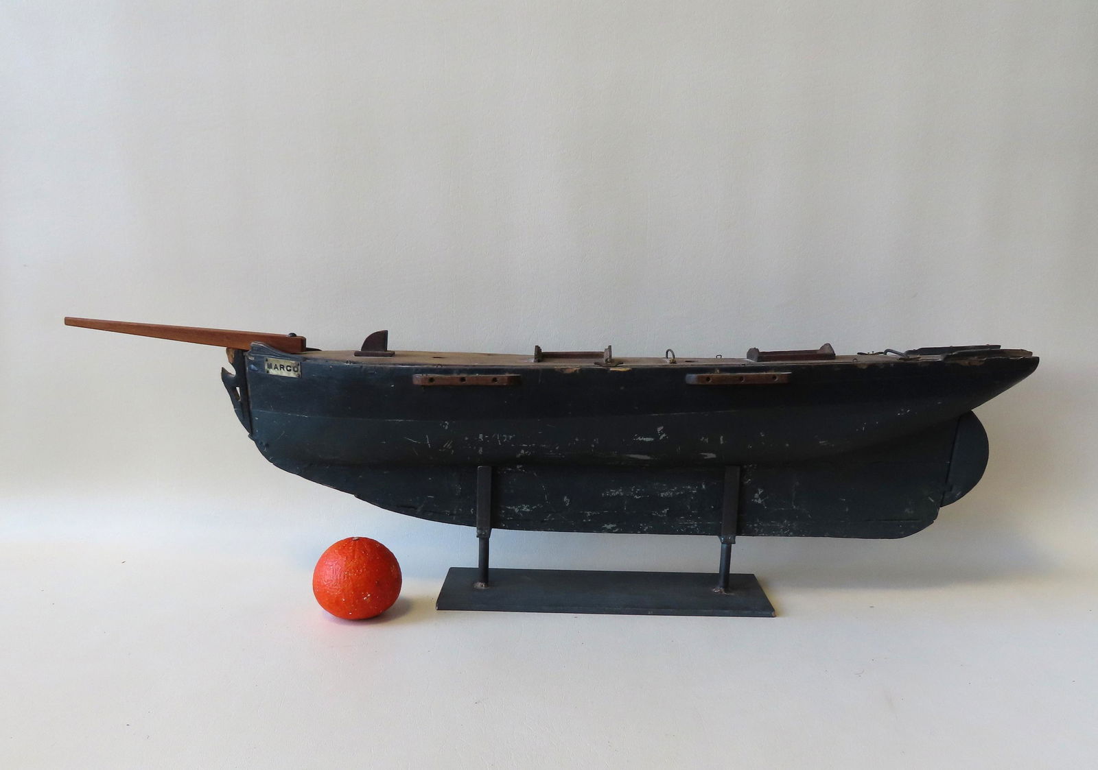 Pond boat model in original black and green paint with (1 of 6)