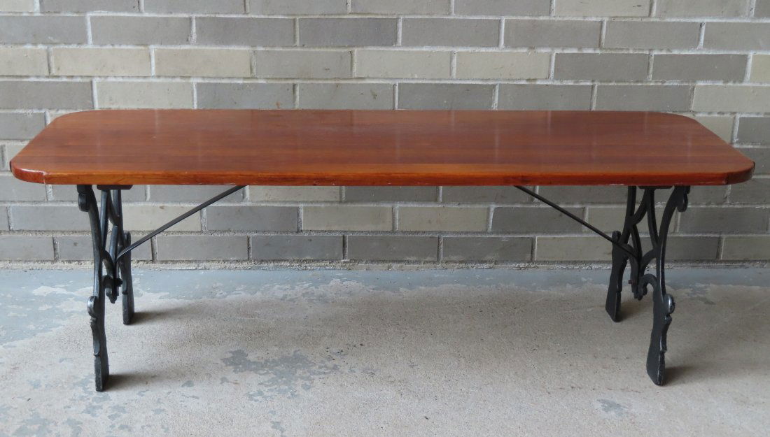 Cherry coffee table with cast iron base. The newer (1 of 6)