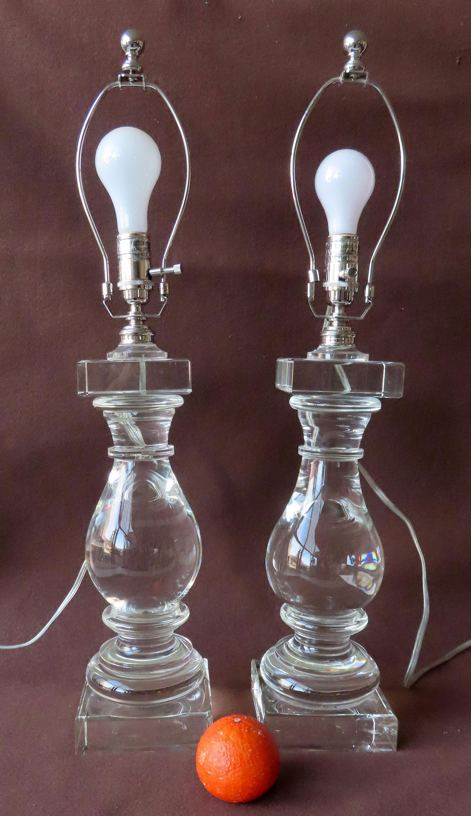 Two baluster form glass table lamps, mid to late 20th (1 of 8)