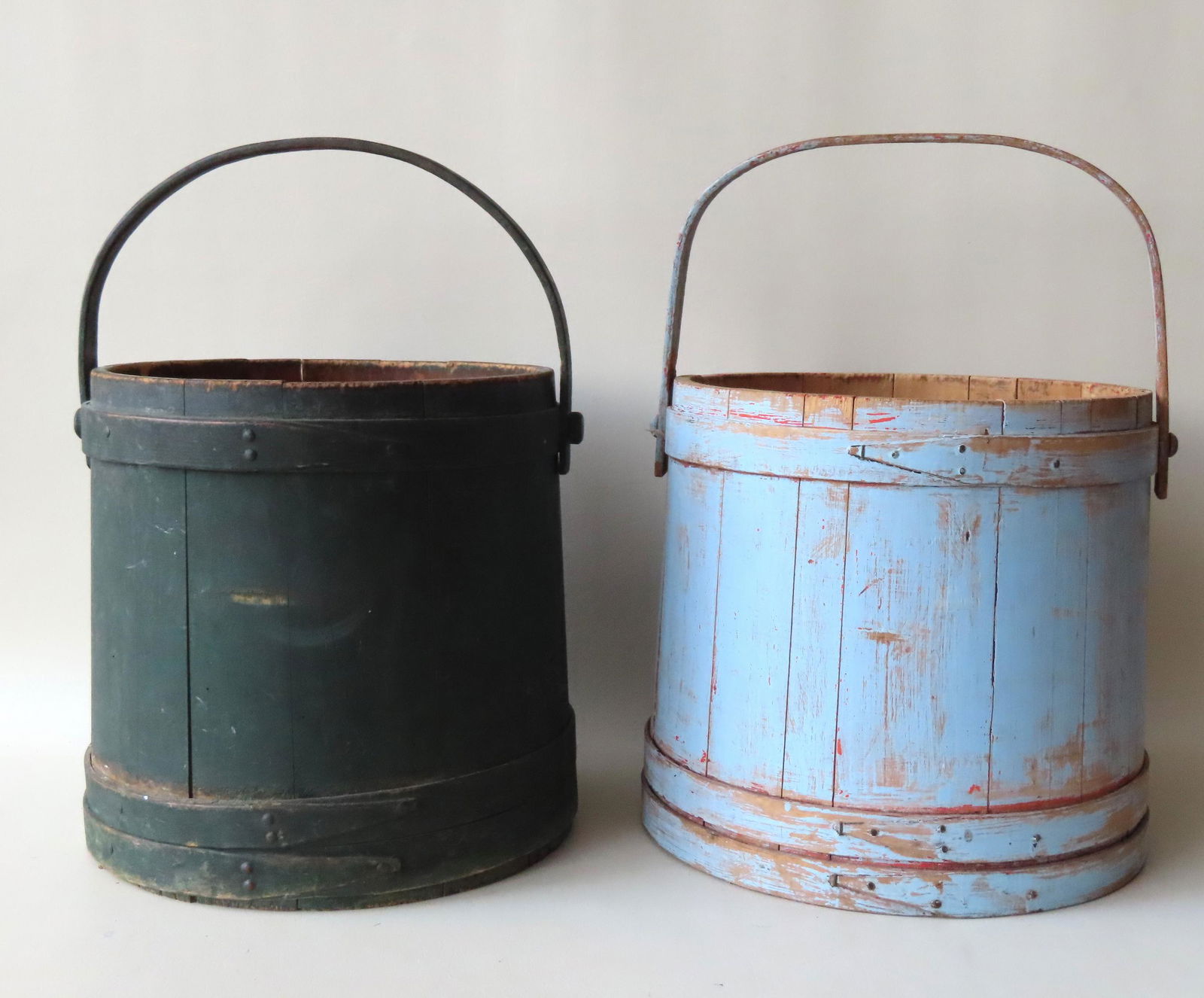 Two firkins in original paint with swing handles but (1 of 15)
