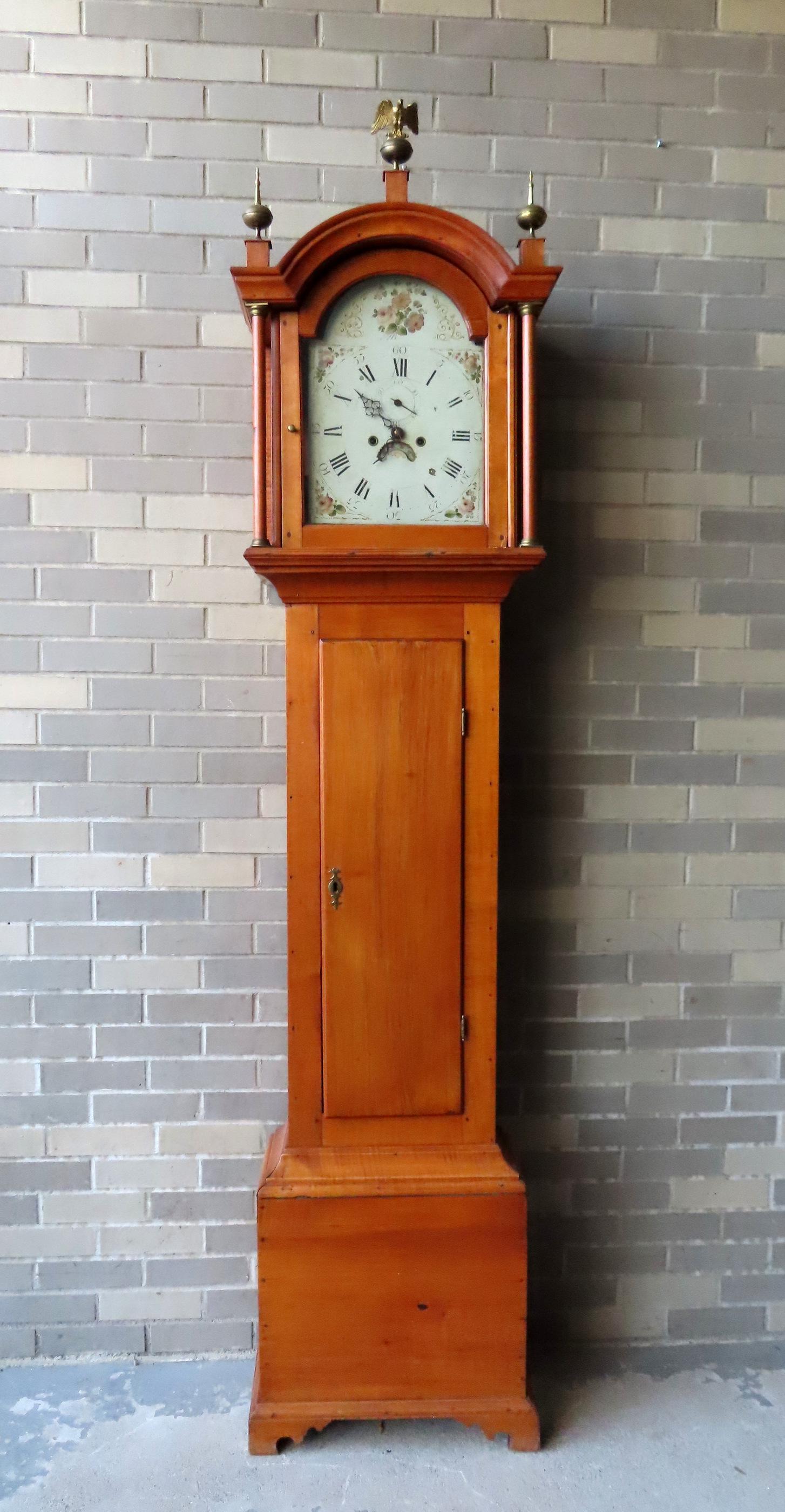 An American maple and birch tall case clock with arched (1 of 15)