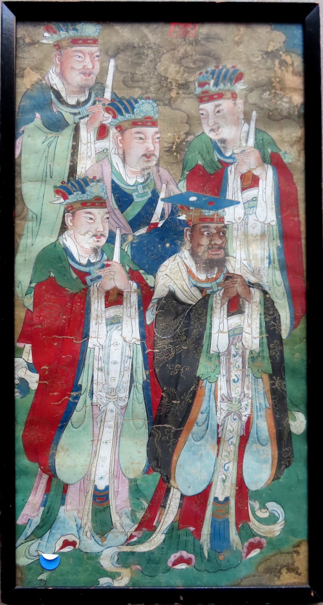 A watercolor portrait of 5 oriental gentlemen holding (1 of 6)