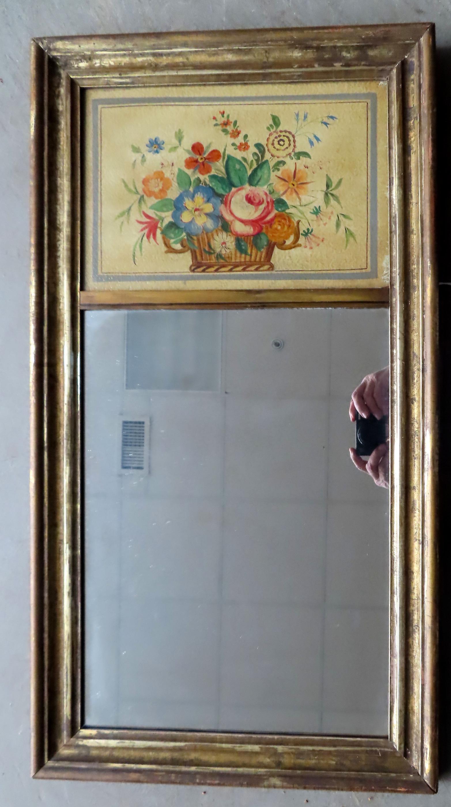 A country 2 panel wall mirror with lemon gold frame, (1 of 5)