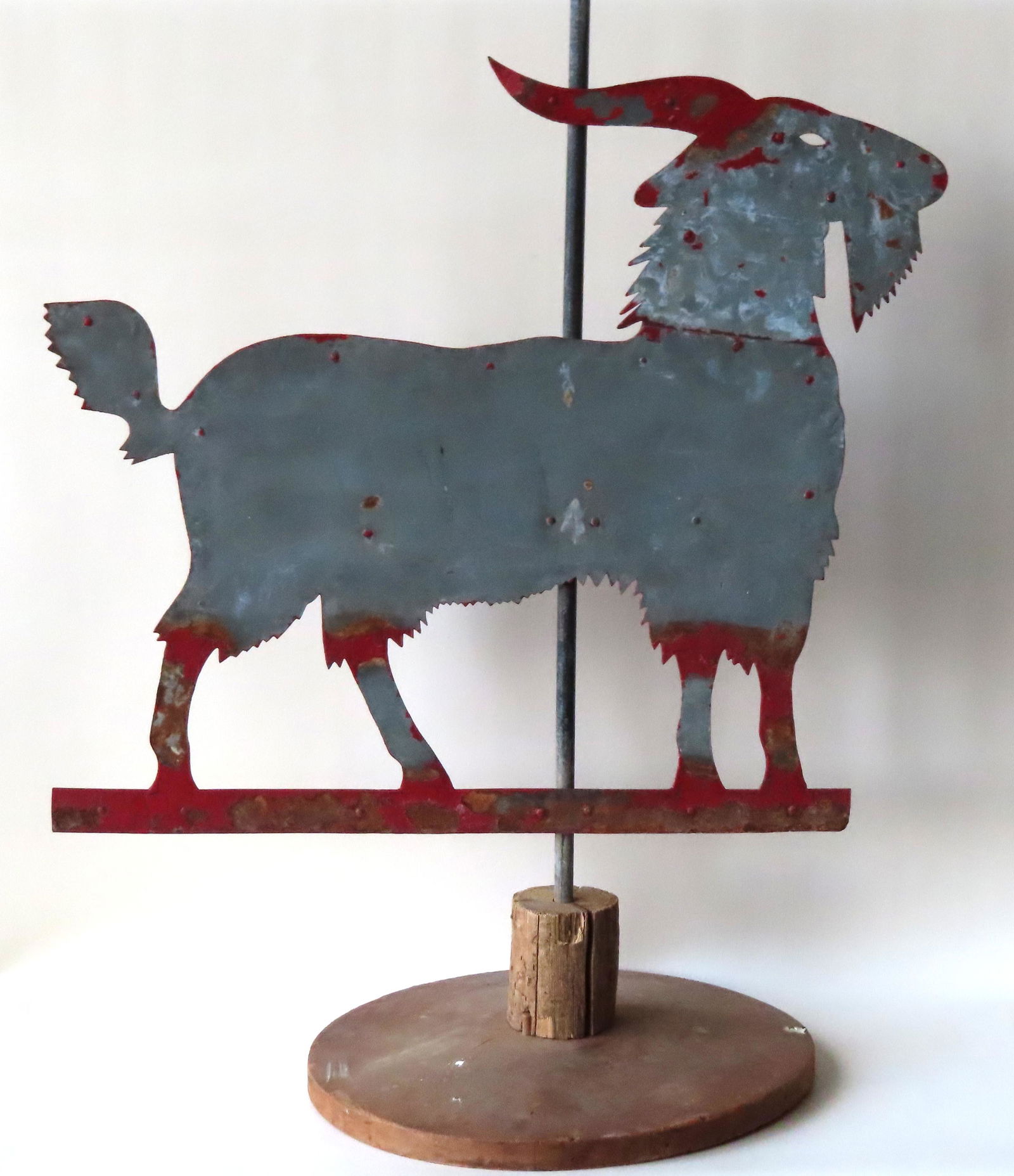 A folk-art Silhouette sheet iron goat weathervane with (1 of 8)