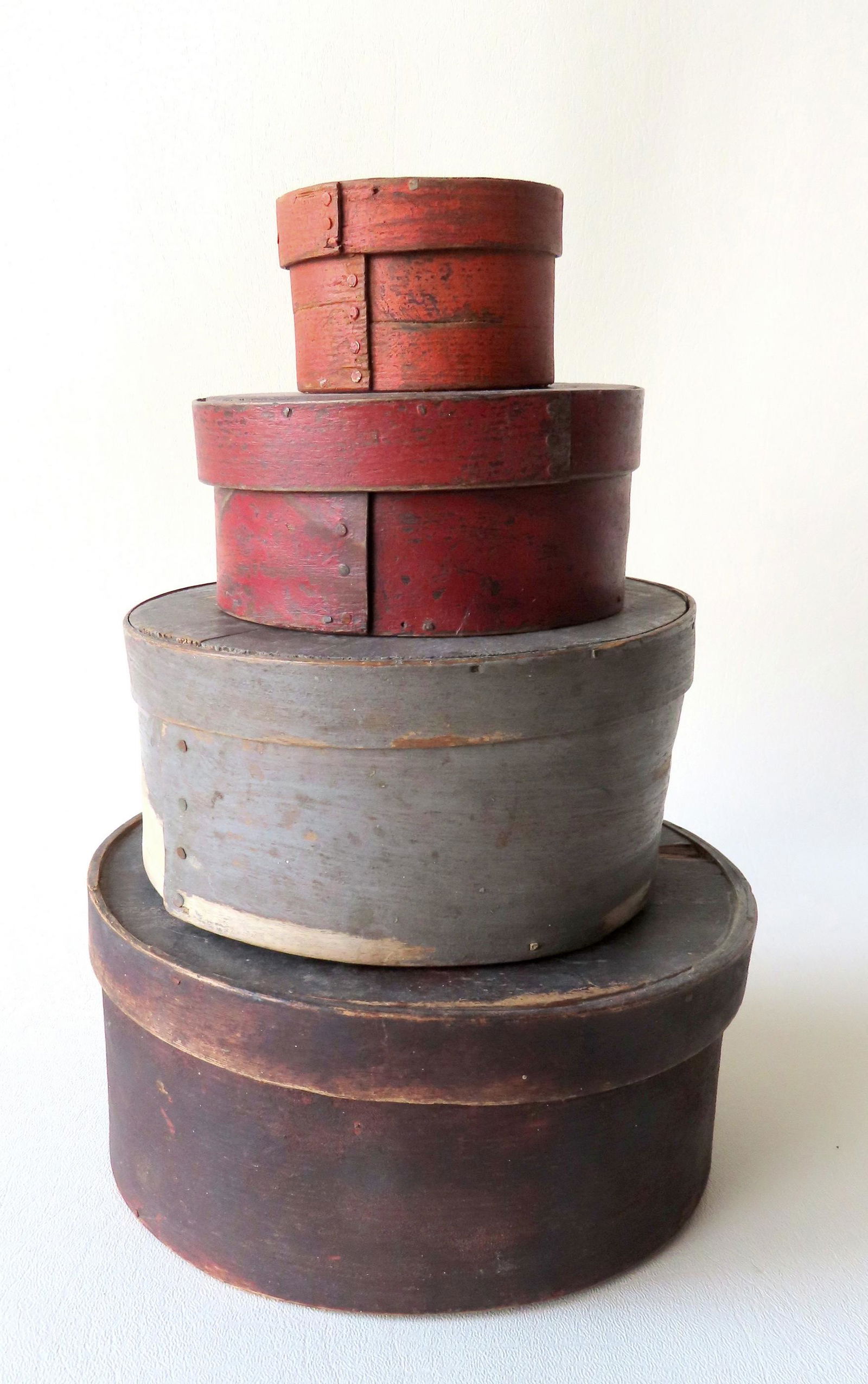 Grouping of 4 small pantry boxes in old paint ranging (1 of 10)