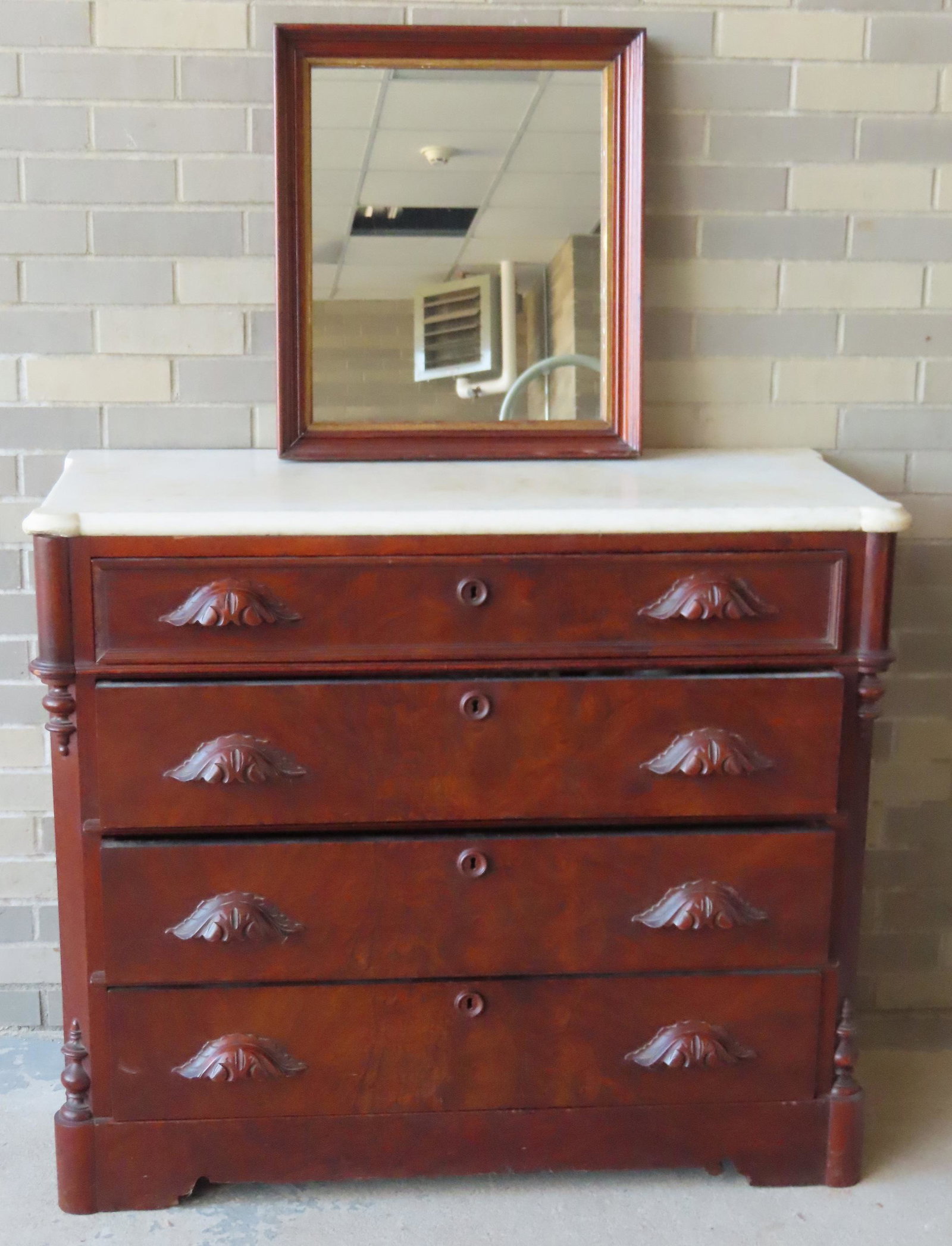 A Victorian walnut marble top Renaissance Revival (1 of 9)