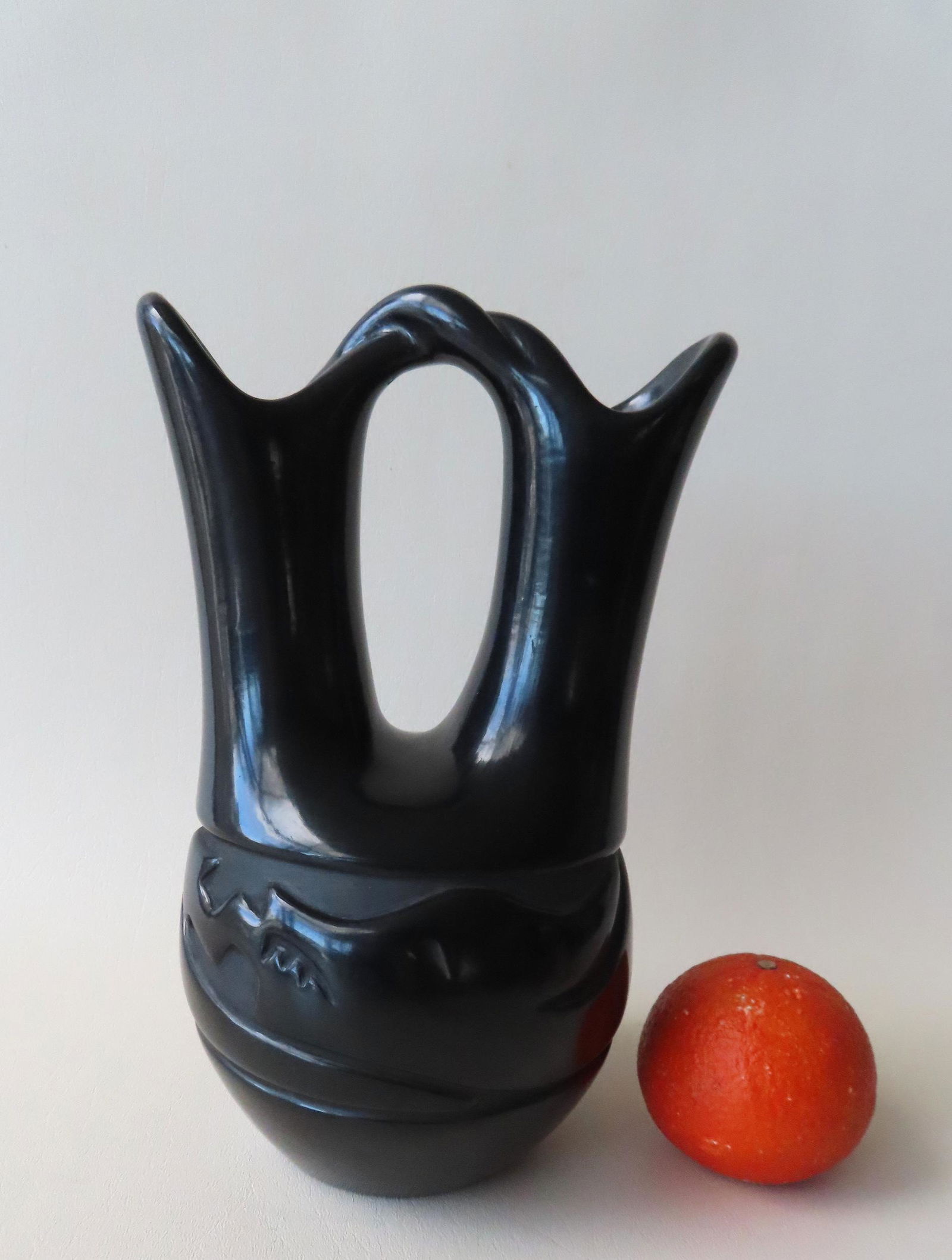 Santa Clara blackware wedding vase decorated with a (1 of 5)