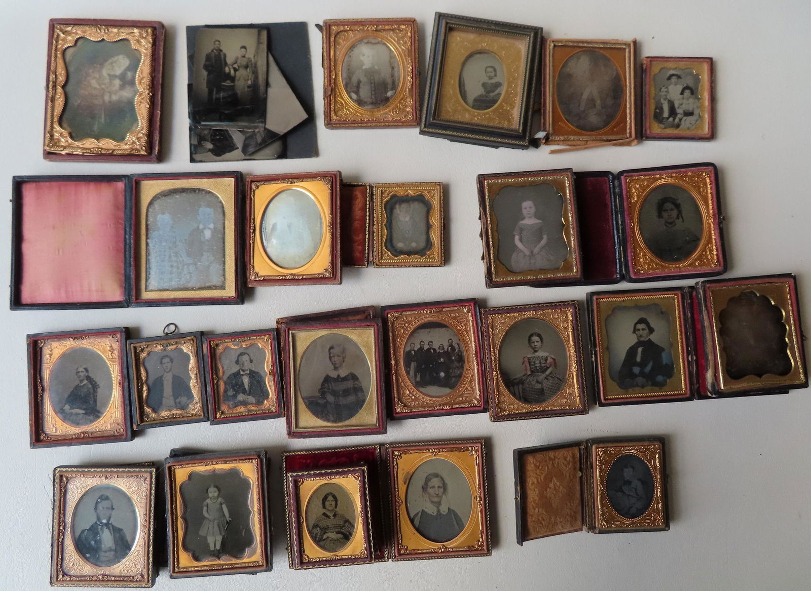 A grouping of 28 early photos -- 8 Daguerreotypes, 14 (1 of 19)