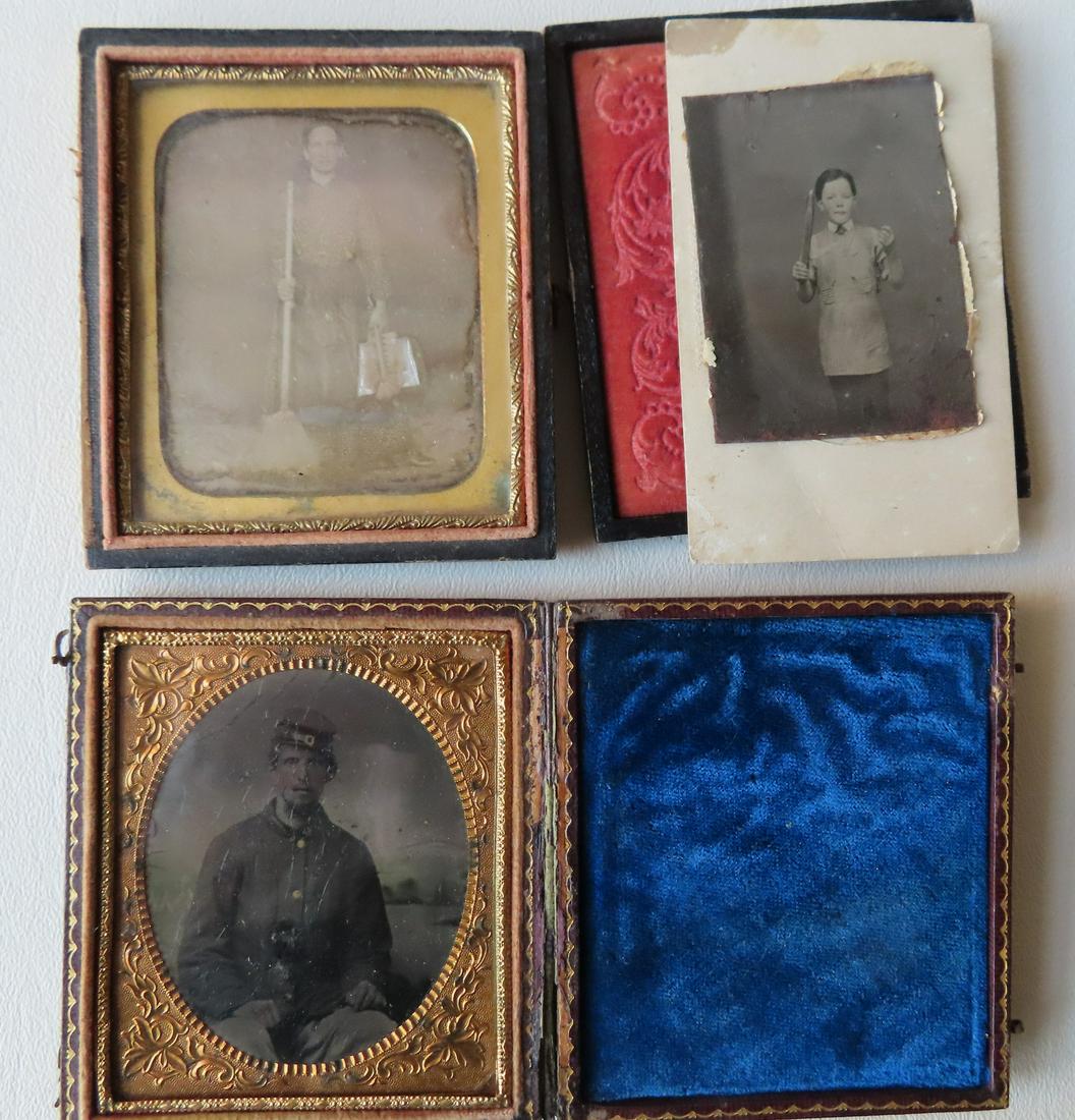 Three early photos including: Occupational tintype of (1 of 9)