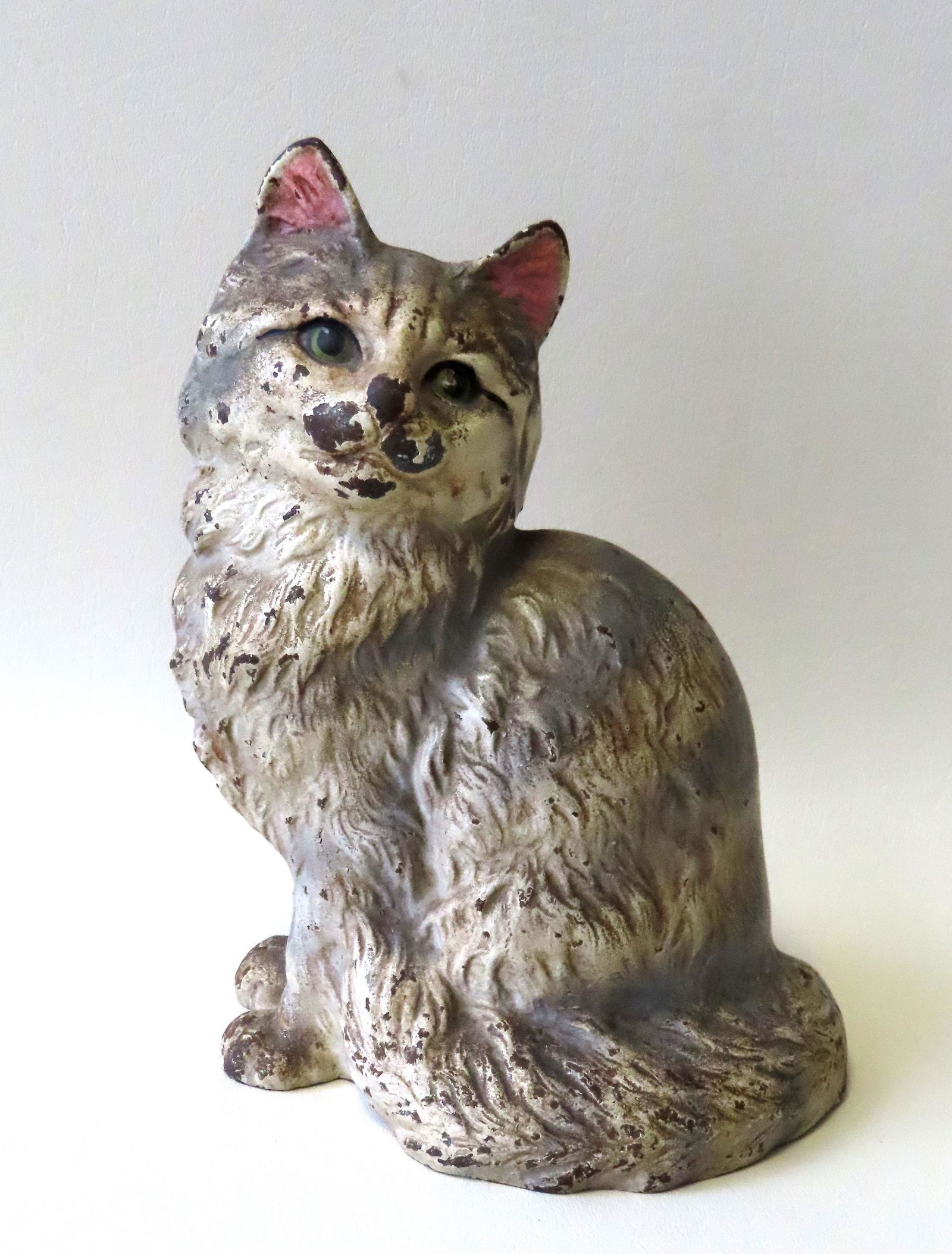 A cast iron cat door stop in original paint signed (1 of 5)