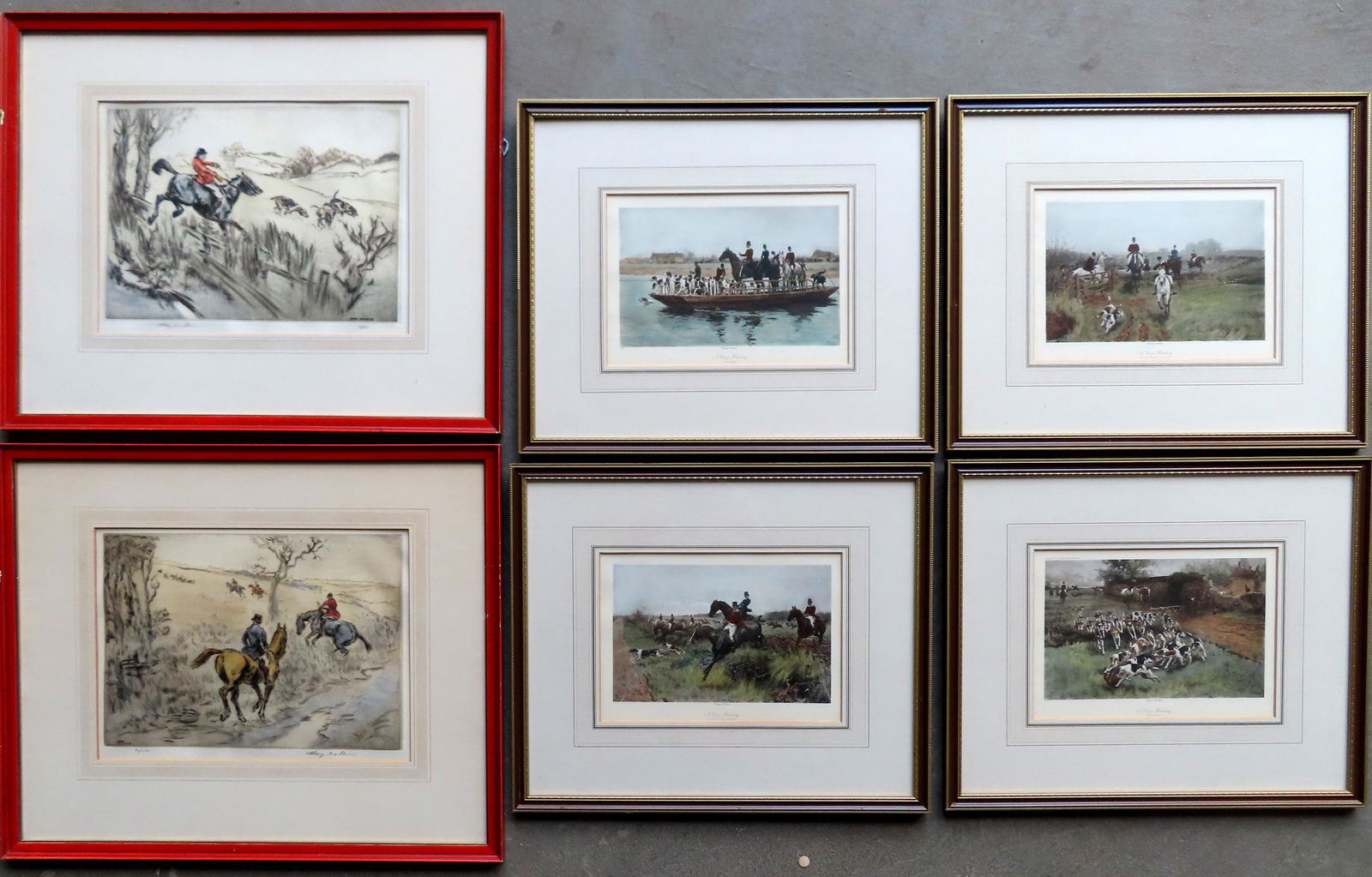 A grouping of 6 horse hunt prints including: Four (1 of 11)