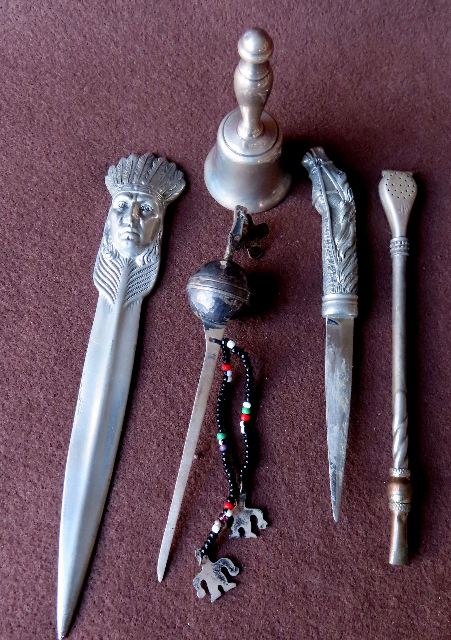 Grouping of silver decorative objects including: (1 of 6)