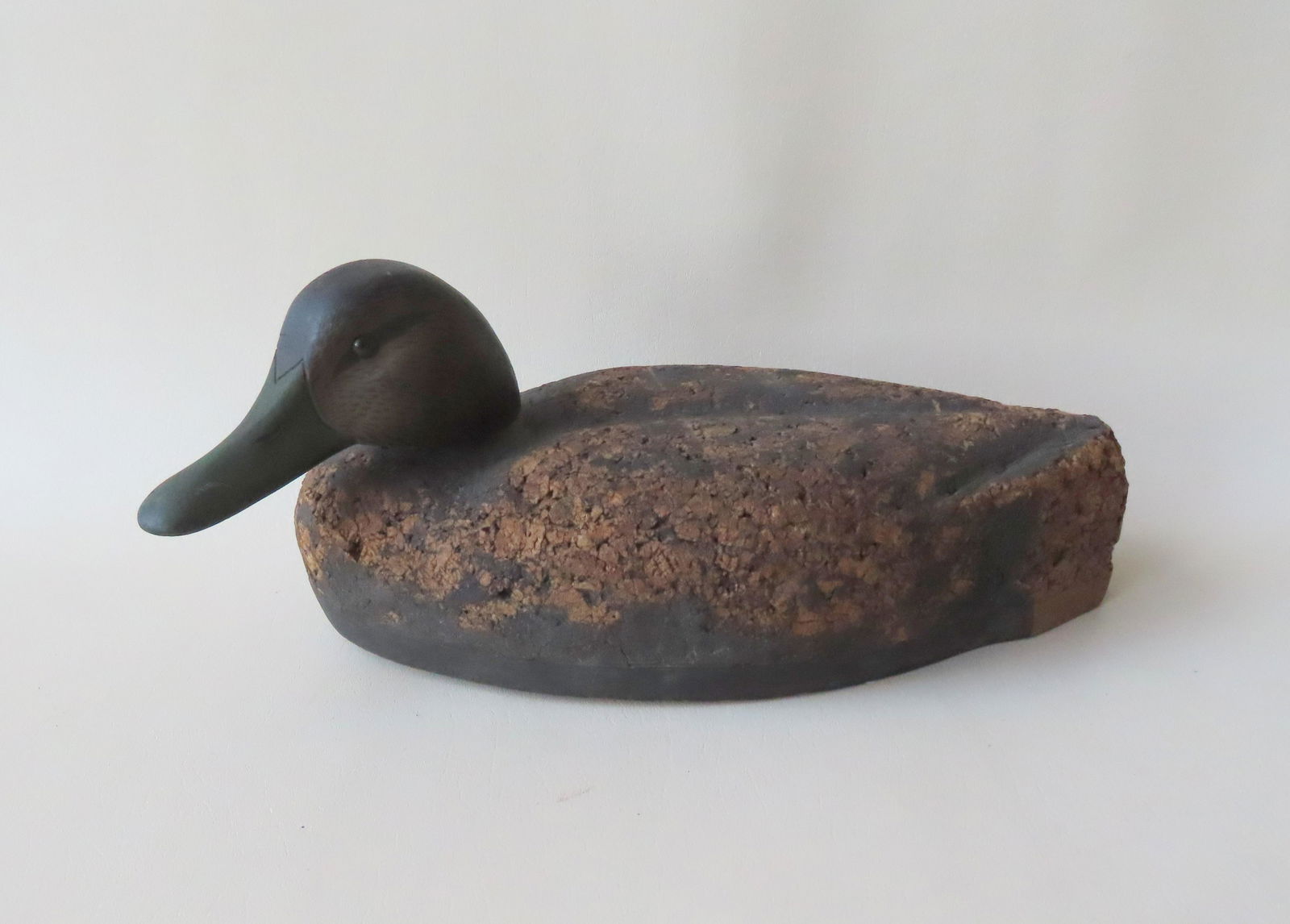 A primitive oversized cork black duck decoy with a very (1 of 7)