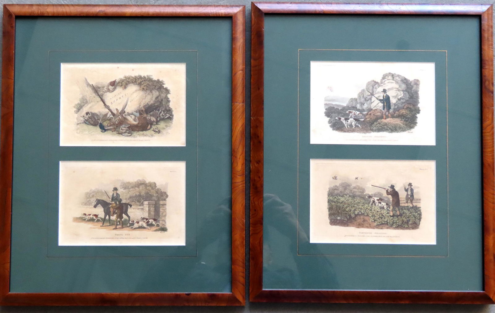Four English sporting engravings by Ackerman, published (1 of 8)