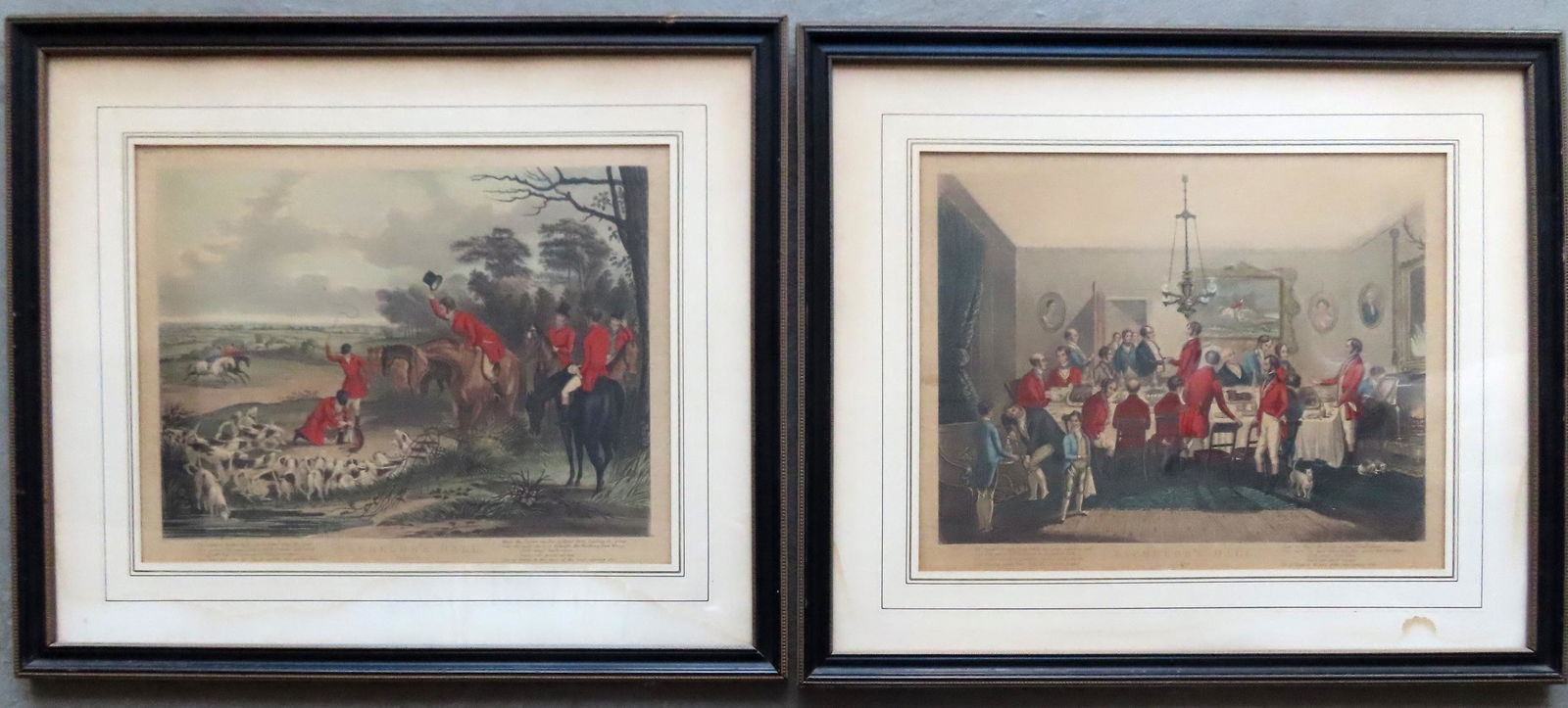 Two hand colored English horse hunt prints, late 19th (1 of 6)
