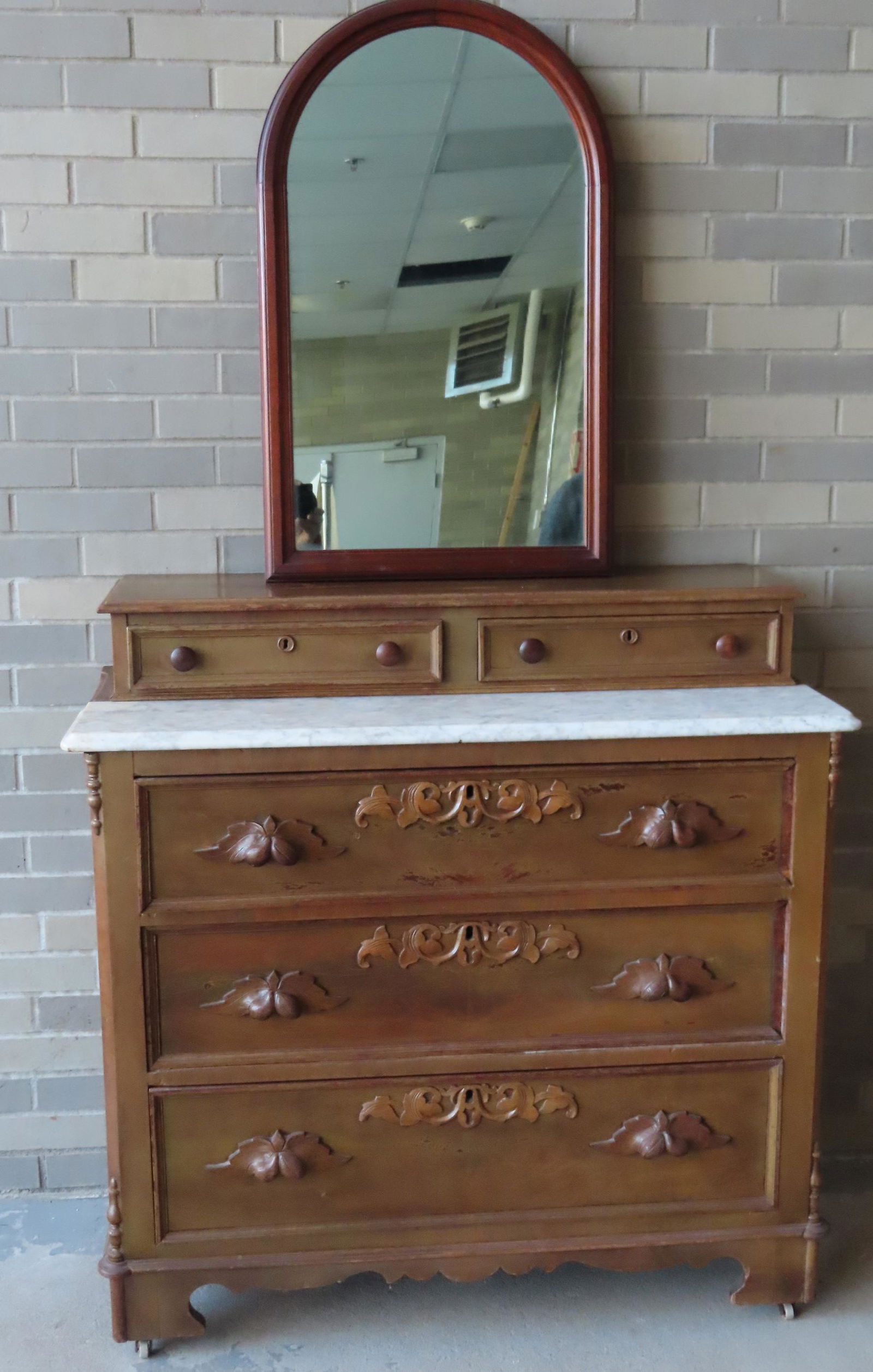 Victorian black walnut marble top dresser having a (1 of 10)
