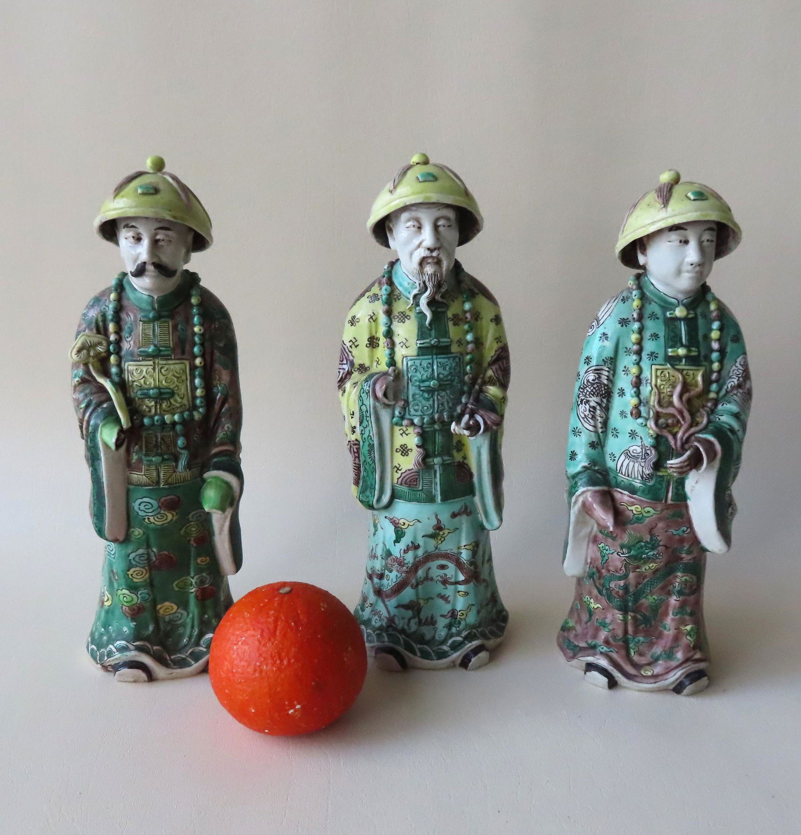 Grouping of 3 oriental hand painted porcelain statues (1 of 8)