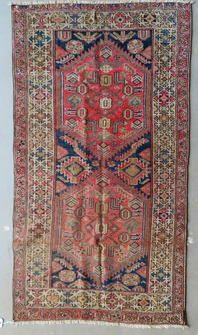 Oriental scatter rug, 19th century. Use wear, one small (1 of 4)