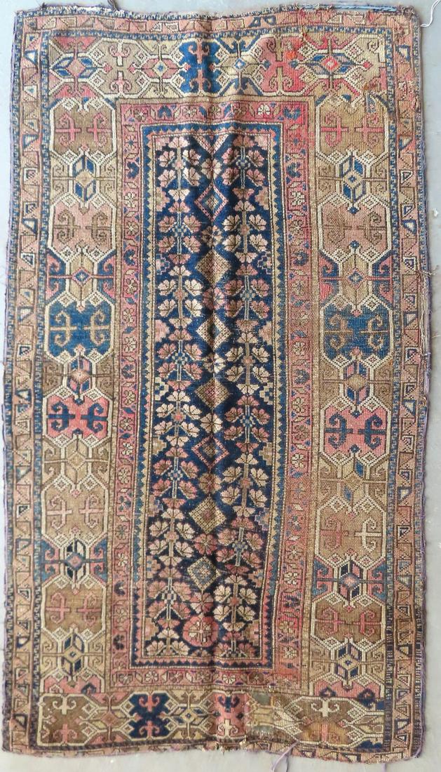 Oriental scatter rug, mid 19th century. Small patch and (1 of 4)