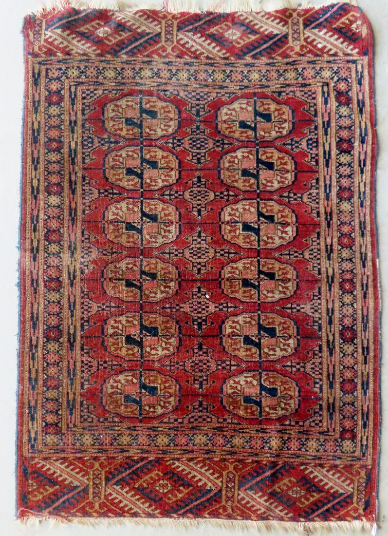 Small oriental Bokhara scatter rug - note the tight (1 of 5)