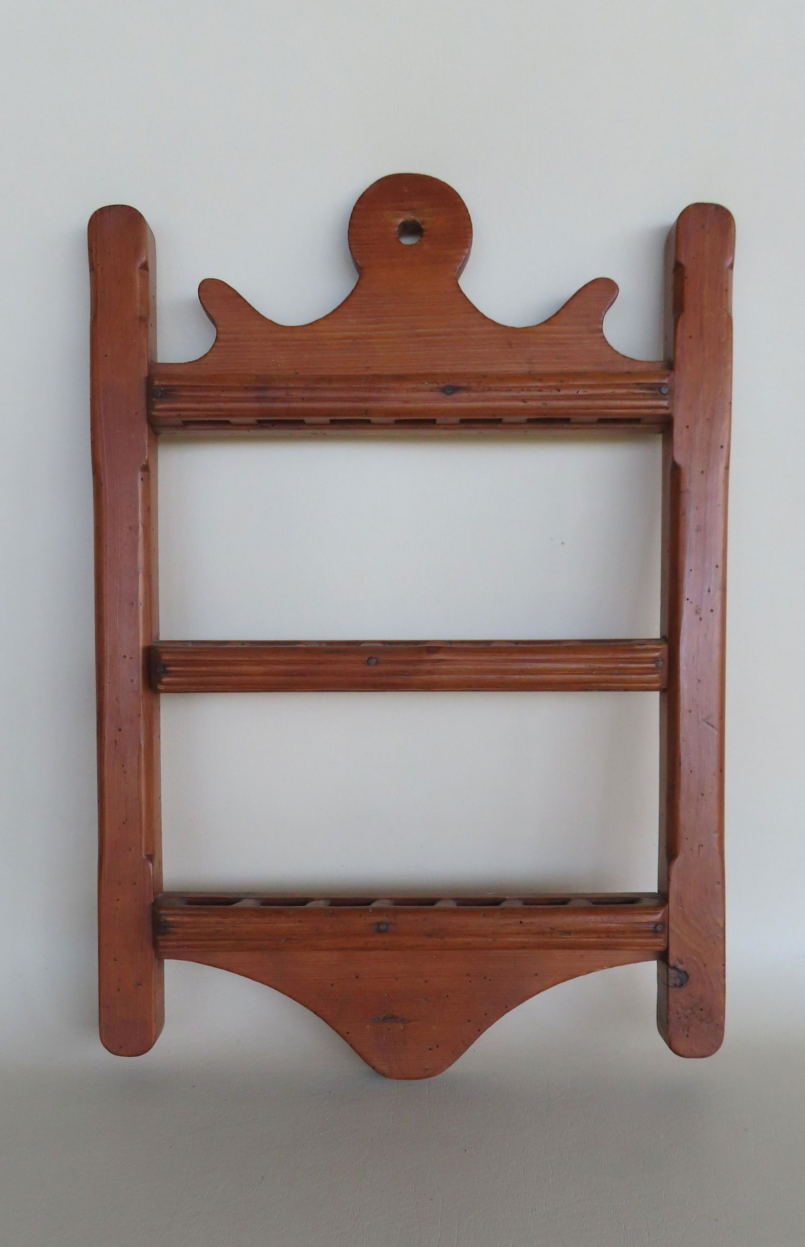An early pine spoon rack with lollipop holder, mortise and tenon construction, probably early 19th (1 of 9)