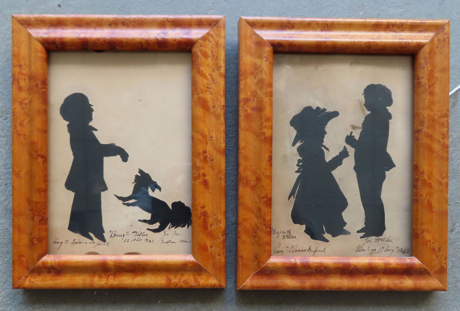 Auguste Edouart (French, active in USA, 1789-1861). Two folkart silhouettes of children signed Aug (1 of 7)