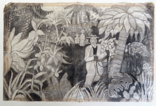A Charcoal Drawing, Possibly Henri J.f. Rousseau (french 1844 1910 ...