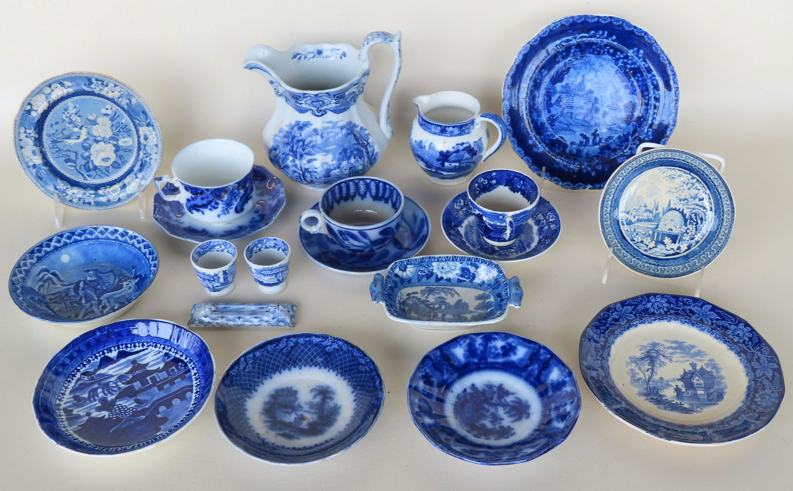 A large assortment of blue and white china, all 19th century, and in very good condition. The (1 of 9)