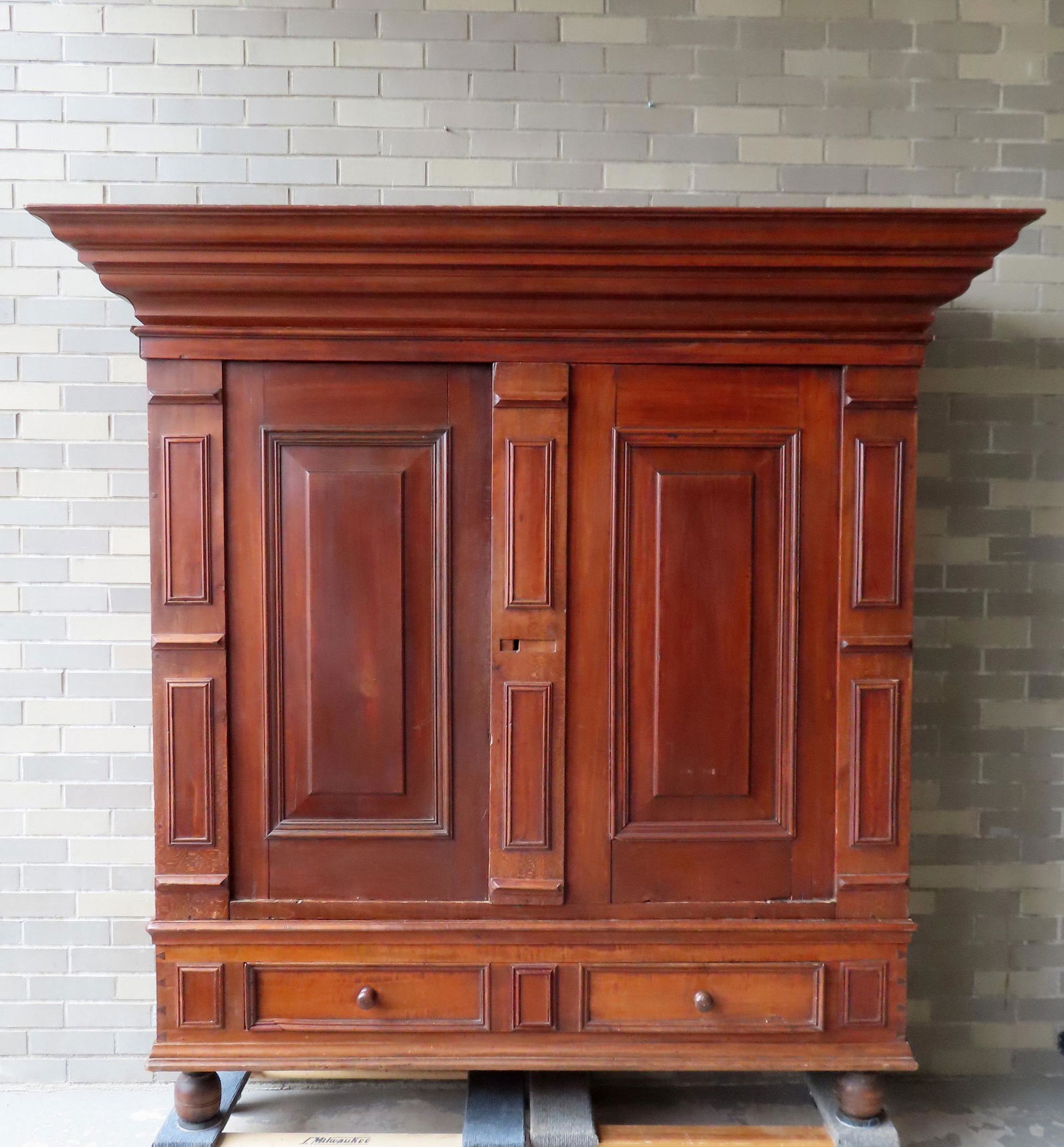 Hudson Valley gumwood kas having 2 raised panels with architectural stepped crown molding, and (1 of 19)