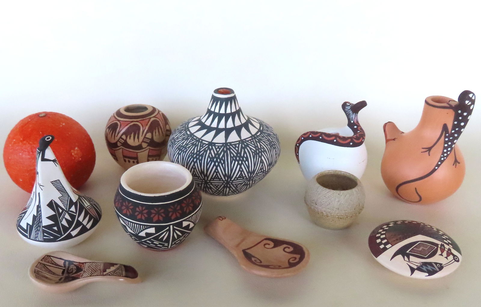 Grouping of 10 small Native American pottery collectibles, most late 20th to early 21st century - (1 of 11)