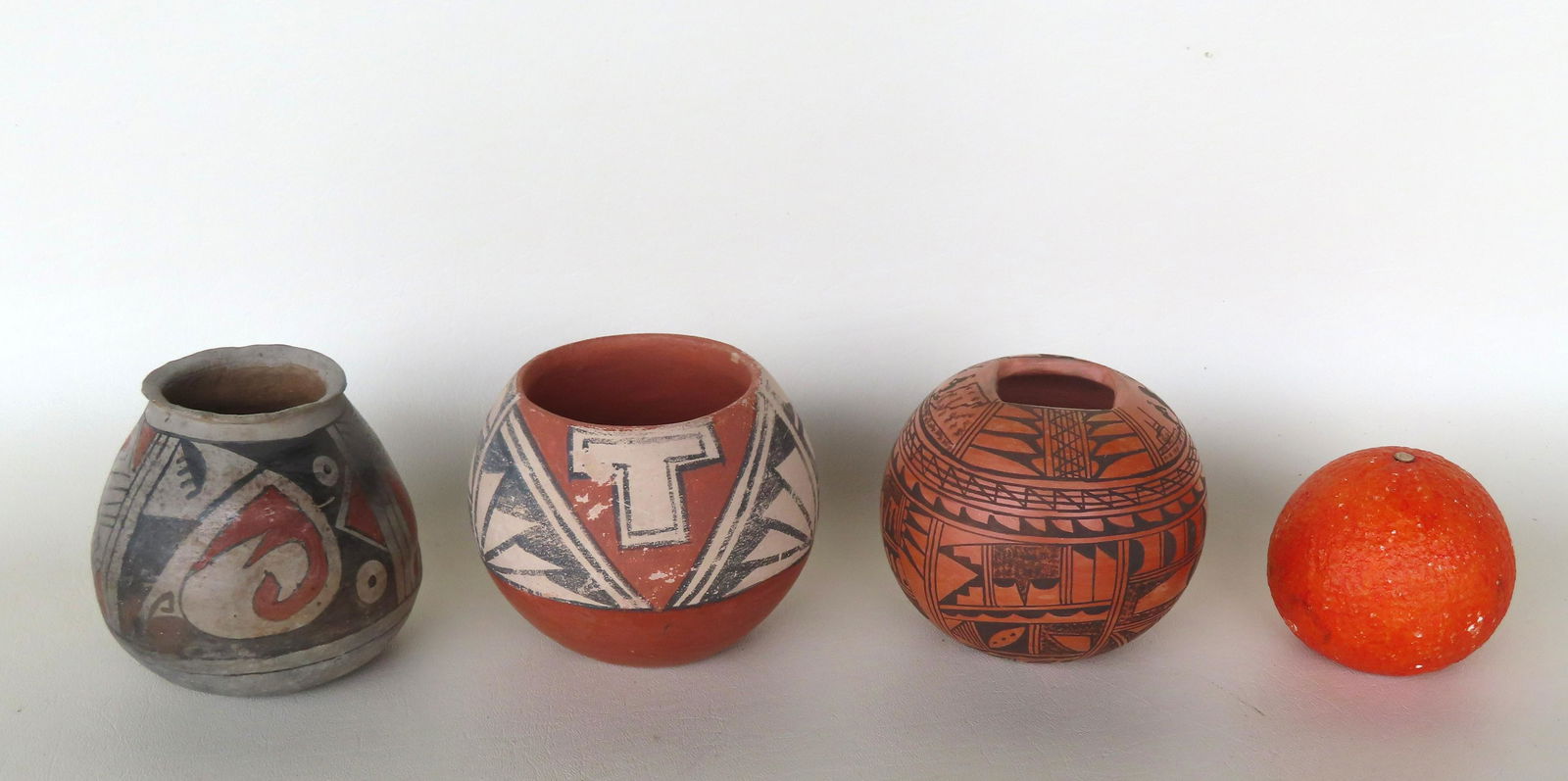 Three small Native American bowls, the largest, likely Acoma, measuring 4 5/8"W x 3 5/8"H - 2 (1 of 19)