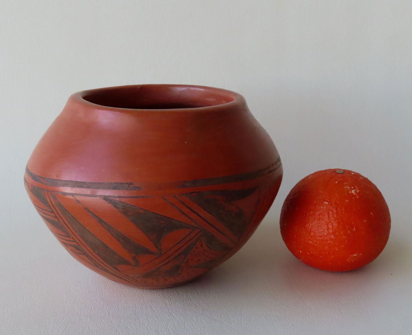 Roberta Youvella Silas (1939-2009), hand painted Hopi red pottery storage vessel, signed on base (1 of 6)