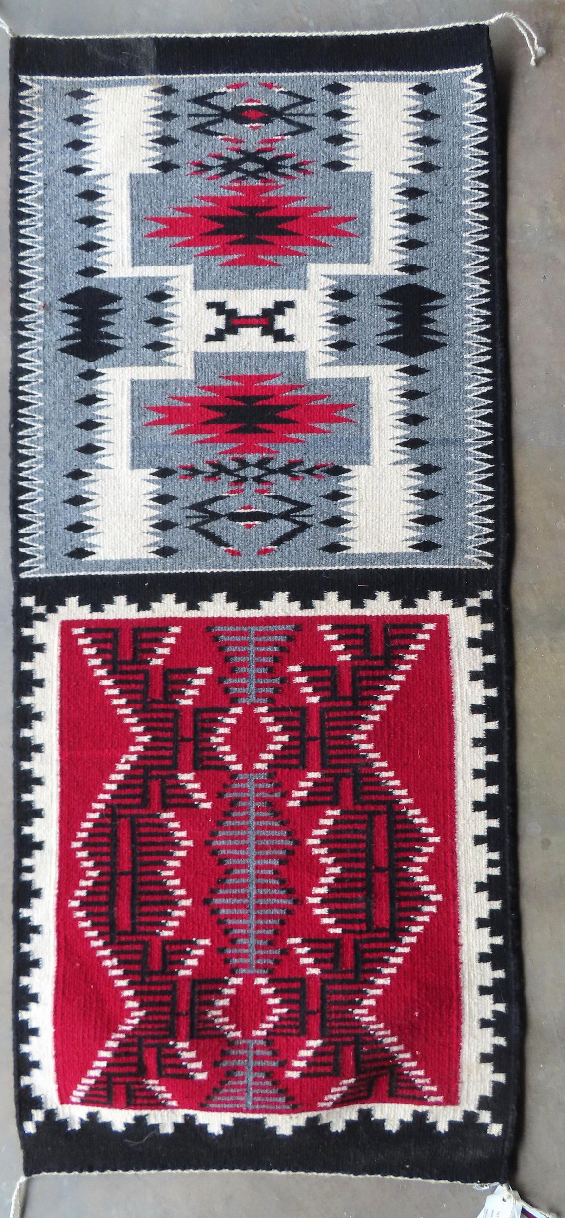 A double "Storm" pattern Navajo rug,  woven by Betty Benally (1923-2012) of the Neec Nos Pos Trading (1 of 6)