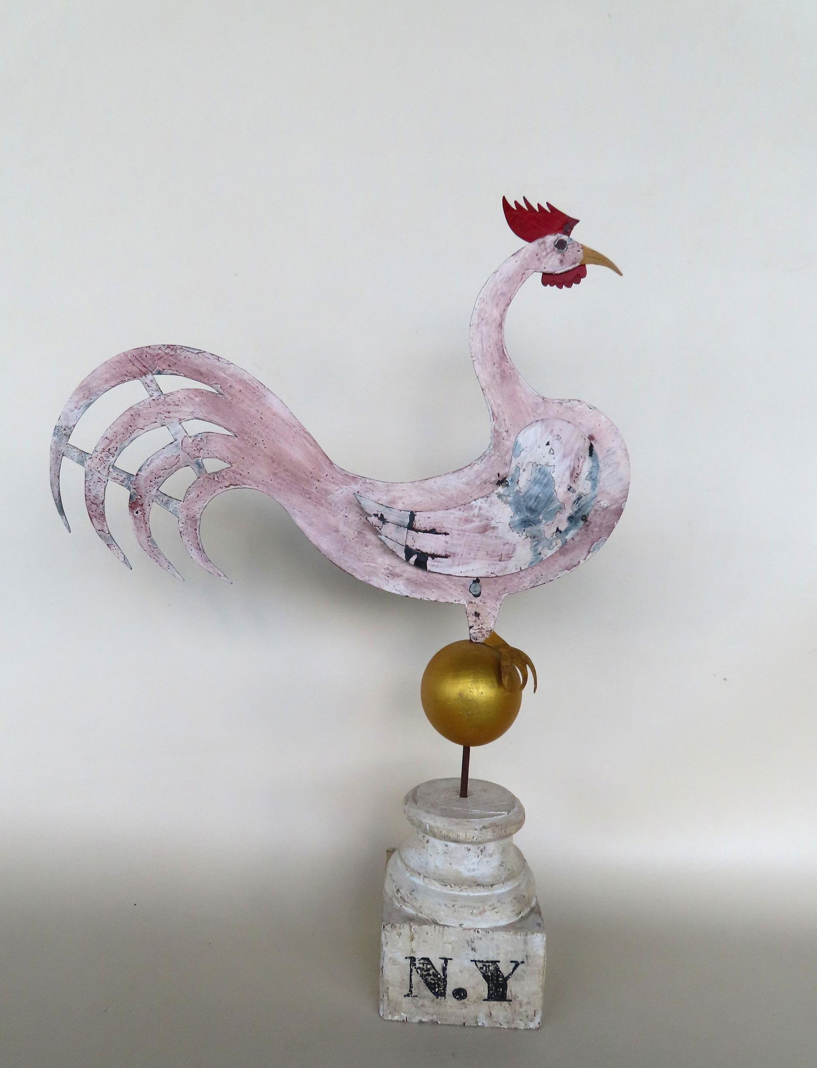 Outsider folk art tin rooster, hand made by tinsmith Walter Fleming in 2010. The silhouette tin (1 of 4)